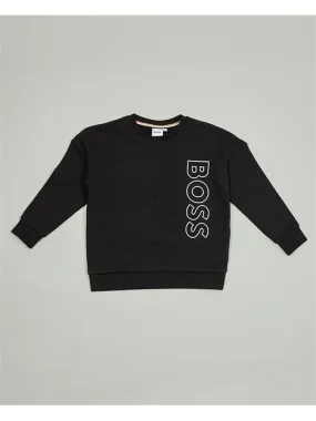 Felpa nera Boss per bambino in misto cotone