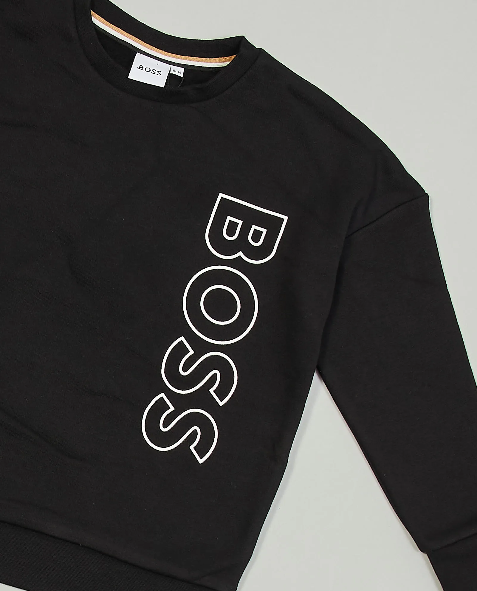 Felpa nera Boss per bambino in misto cotone