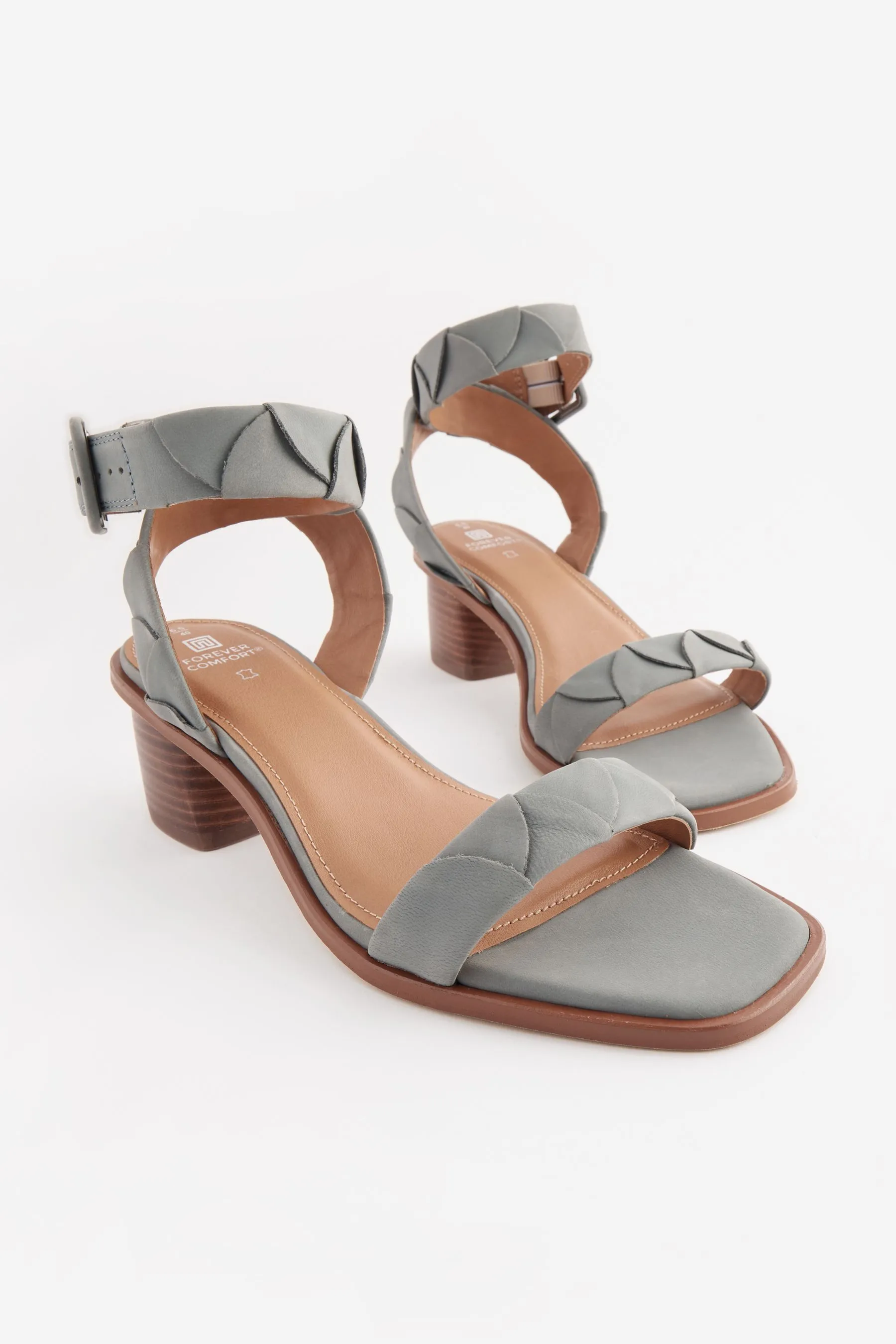 Forever Comfort® - Sandali in pelle con tacco largo basso