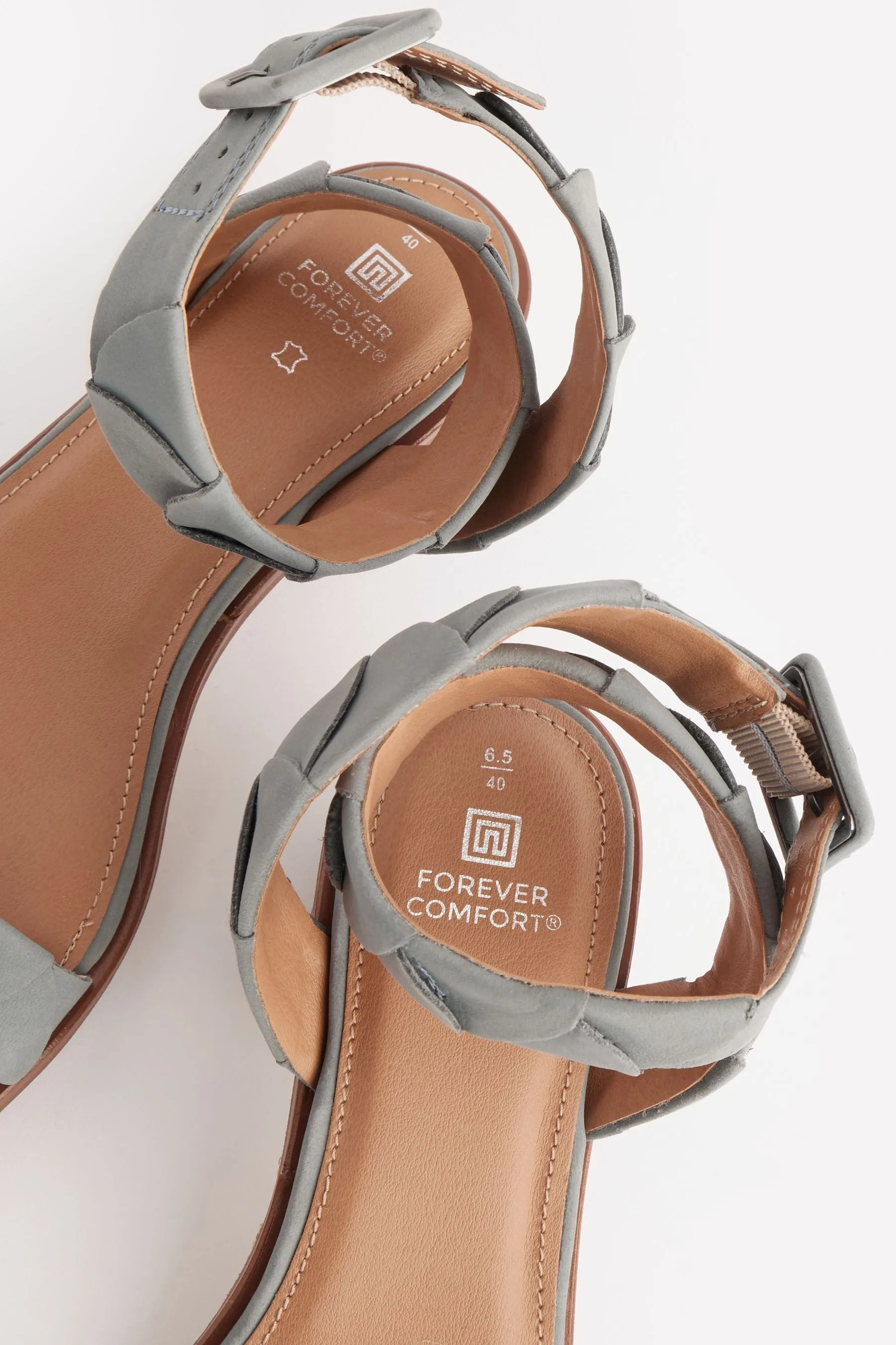 Forever Comfort® - Sandali in pelle con tacco largo basso