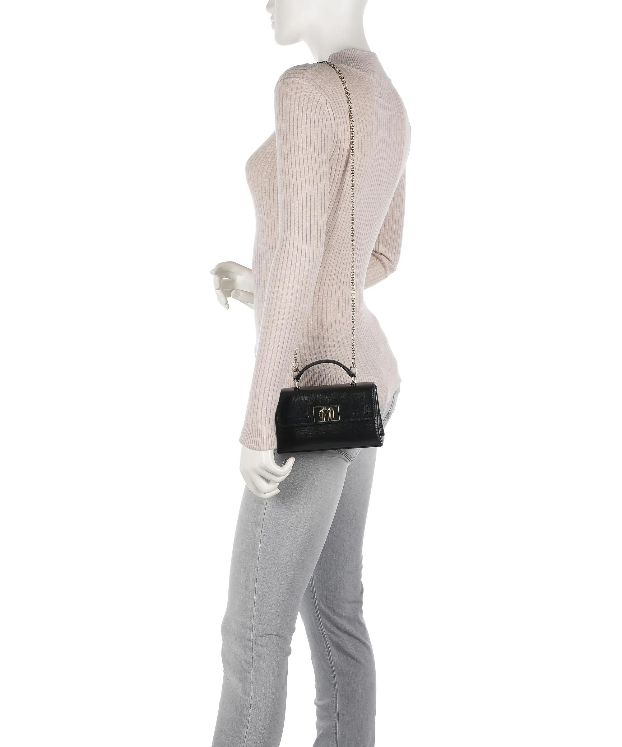  Furla 1927 Mini Borsa a tracolla pelle granulata nero  