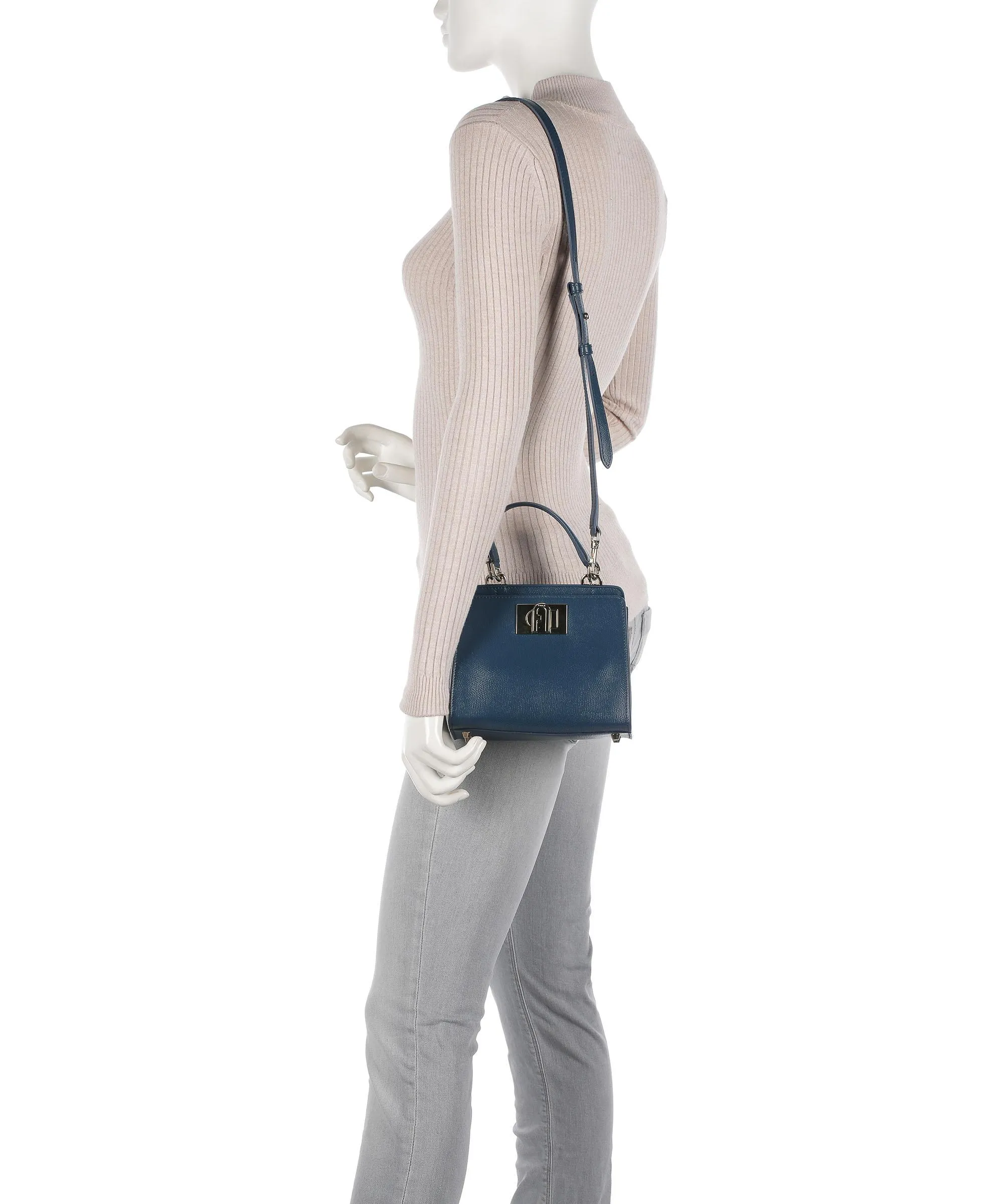 Furla 1927 Mini Borsa a tracolla pelle granulata petrol  