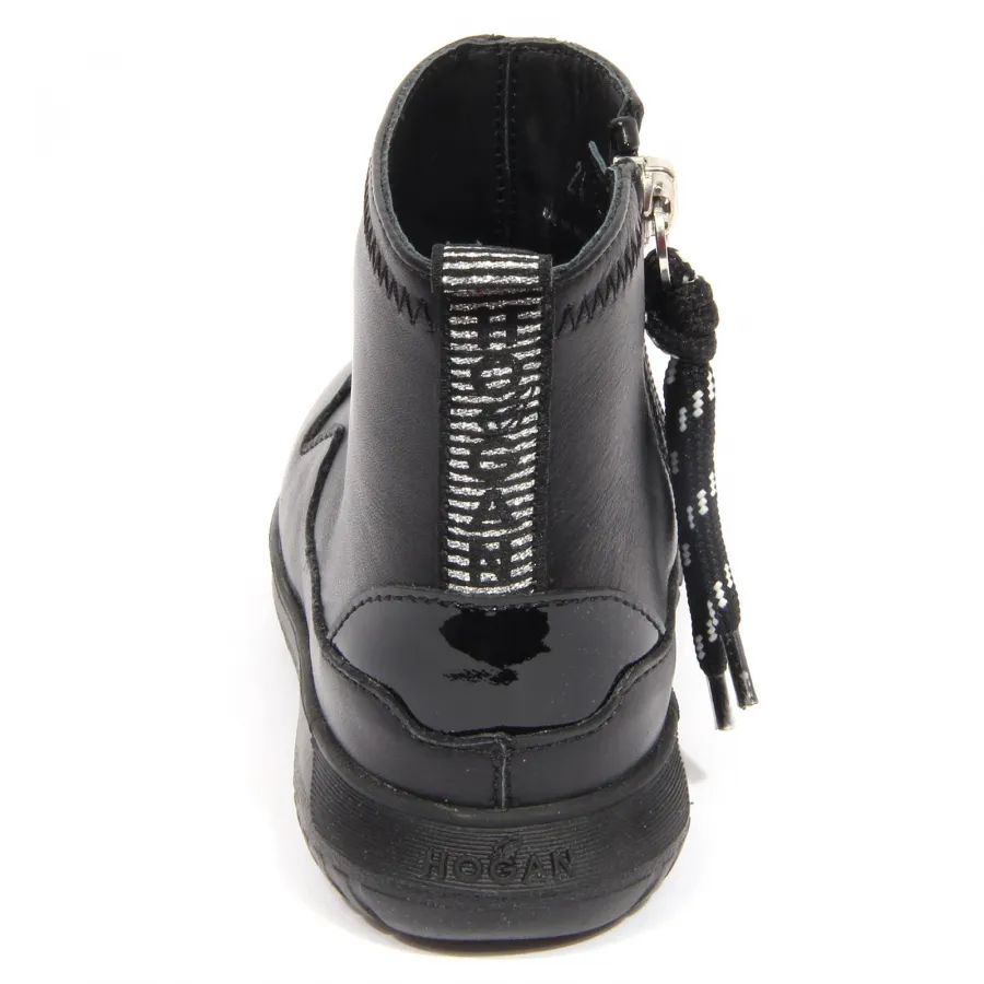 G4120 stivaletto bimba girl HOGAN JUNIOR black leather boots kids