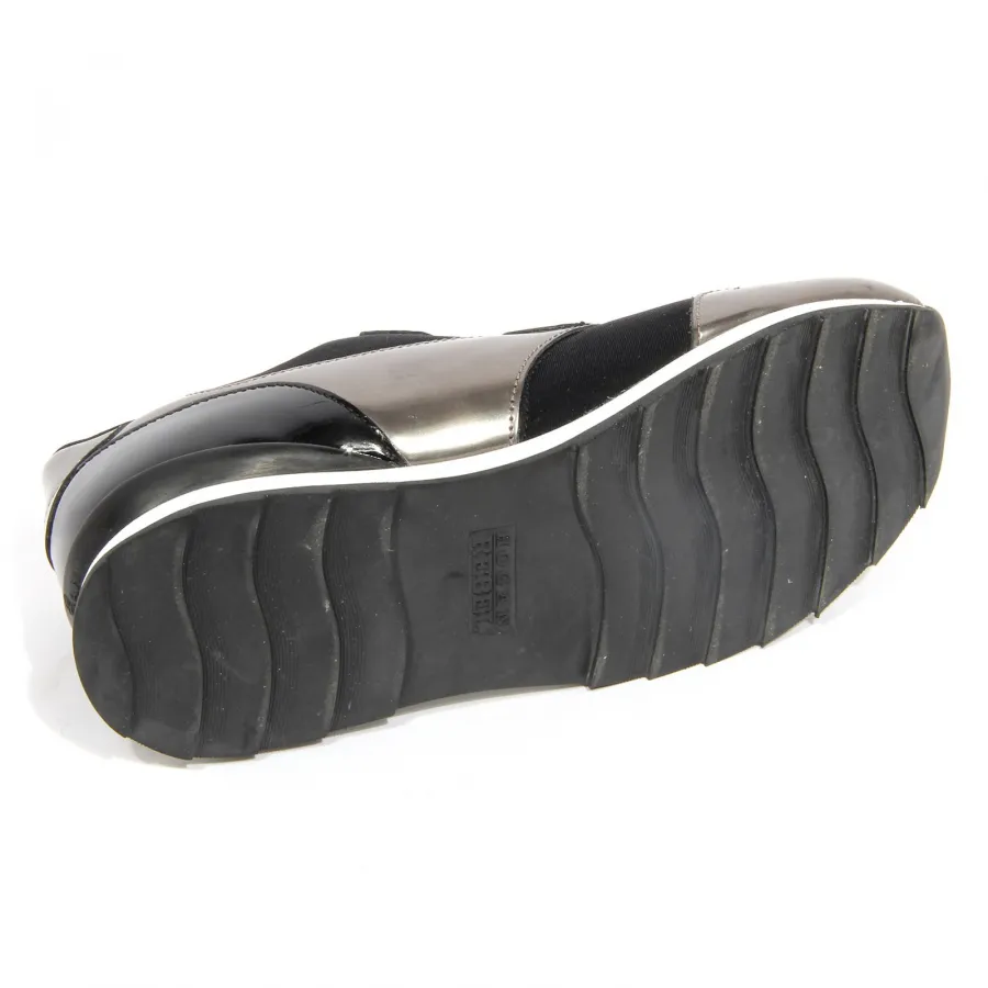 G4148 sneaker bimba girl HOGAN REBEL black/grey fabric/patent leather shoe kid