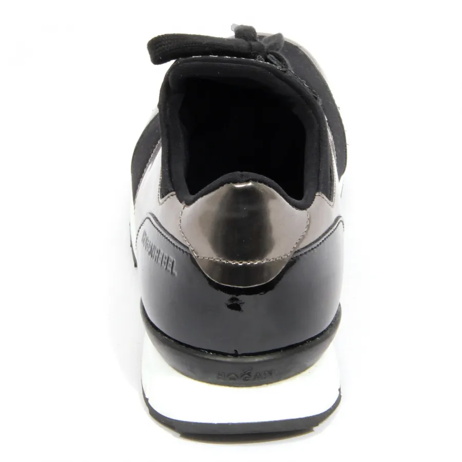G4148 sneaker bimba girl HOGAN REBEL black/grey fabric/patent leather shoe kid