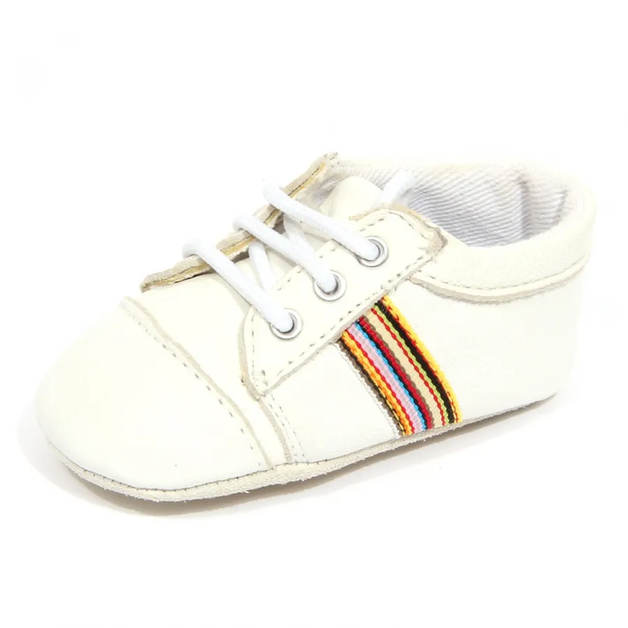 G4340 scarpa culla bimbo boy PAUL SMITH JUNIOR white leather newborn shoes