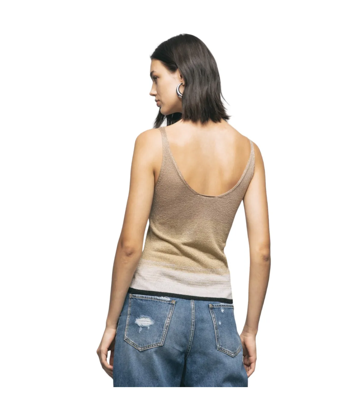 Gaelle Donna Top   In Maglieria Lurex Con Logo Ad Intarsio