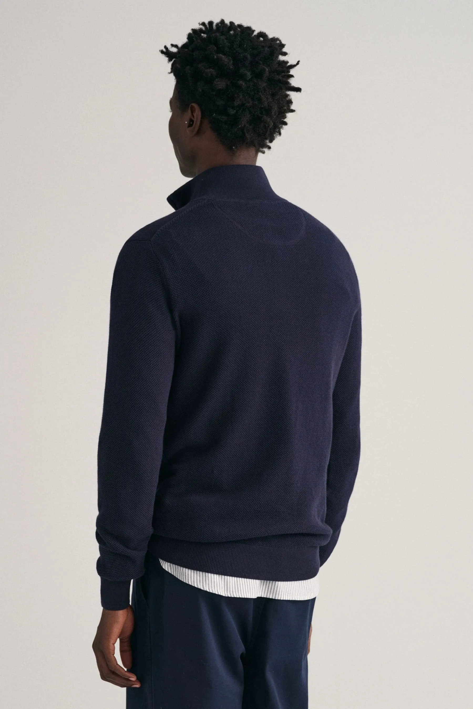 GANT - Maglione in cotone piqué con mezza zip