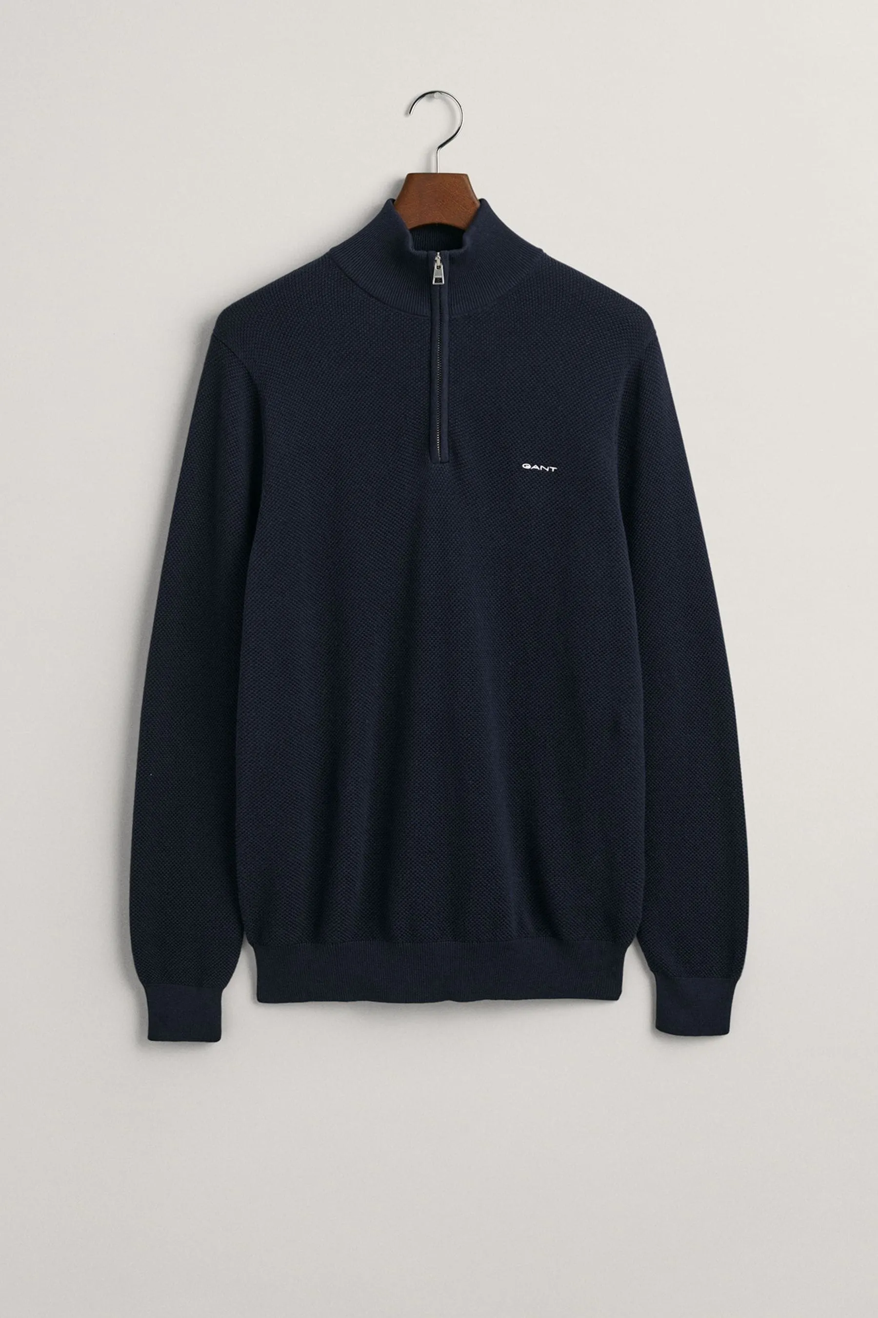 GANT - Maglione in cotone piqué con mezza zip