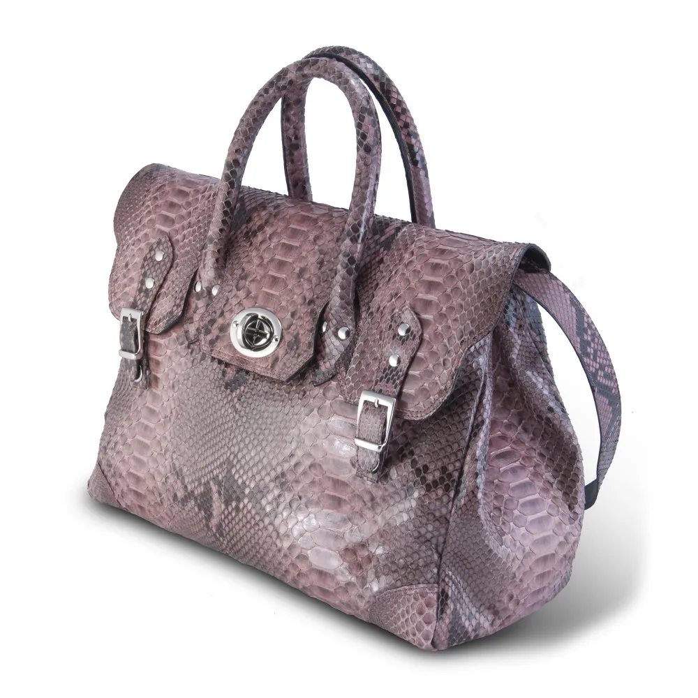 Garage par Reveil - Week End Bag - Borsa in Pitone - Rosa - Handmade in Italy - Accessorio di Alta Qualità Luxury