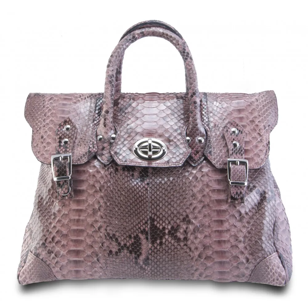 Garage par Reveil - Week End Bag - Borsa in Pitone - Rosa - Handmade in Italy - Accessorio di Alta Qualità Luxury