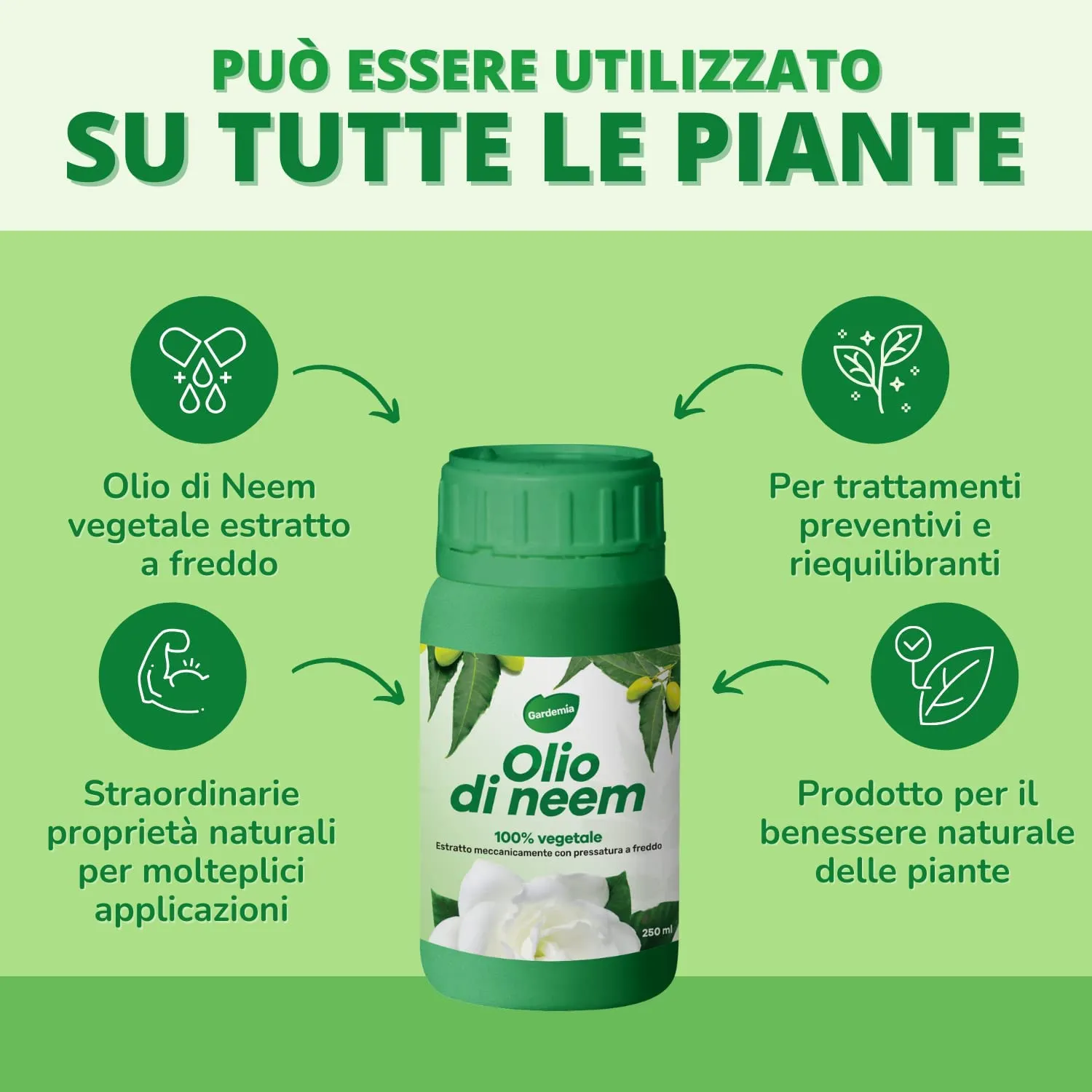 Gardemia Olio di Neem per Piante 100% Vegetale Repellente Naturale Contro Afidi, Cocciniglia, Ragnetto Rosso, Zanzare, Cimici, I