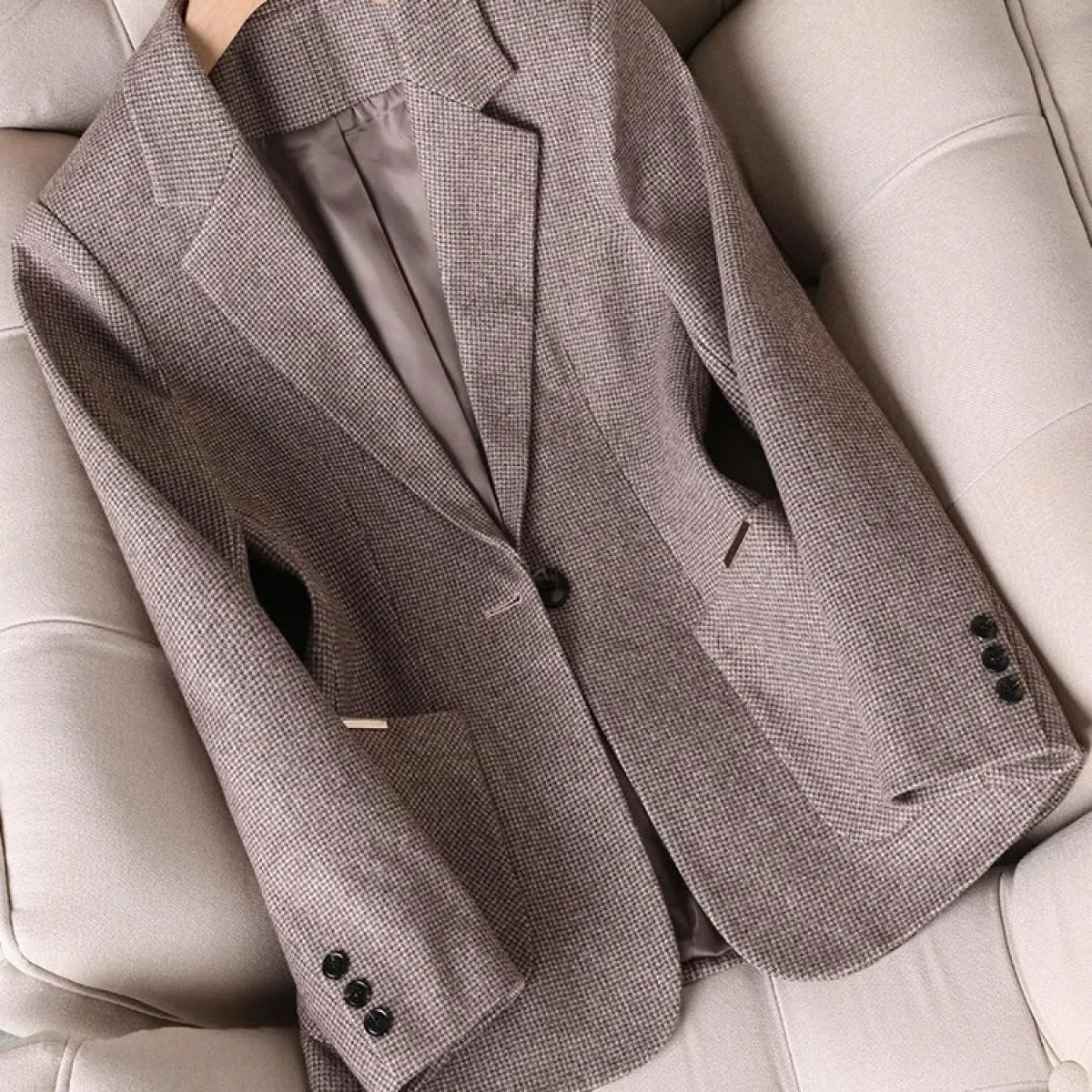 Giacca blazer da donna Giacca marrone Giacca casual da donna marrone chiaro Giacca da donna marrone chiaro