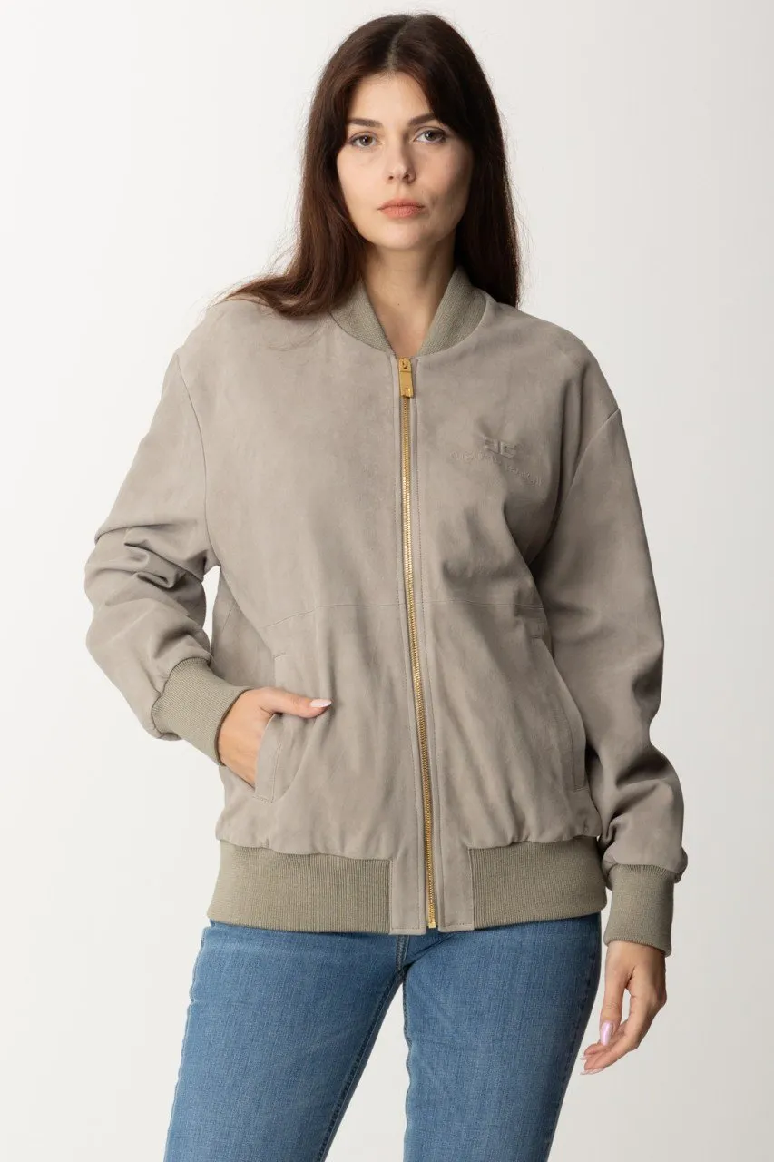Giacca bomber in pelle scamosciata Perla