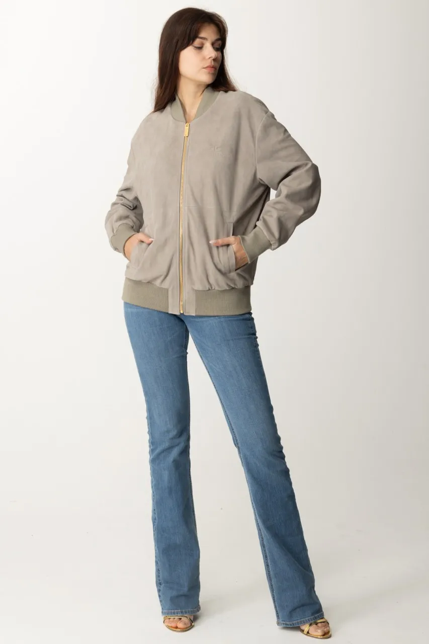 Giacca bomber in pelle scamosciata Perla