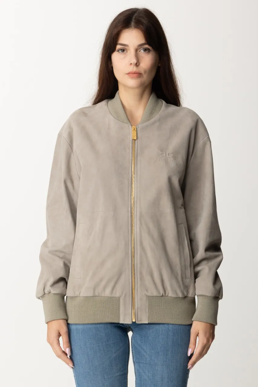 Giacca bomber in pelle scamosciata Perla