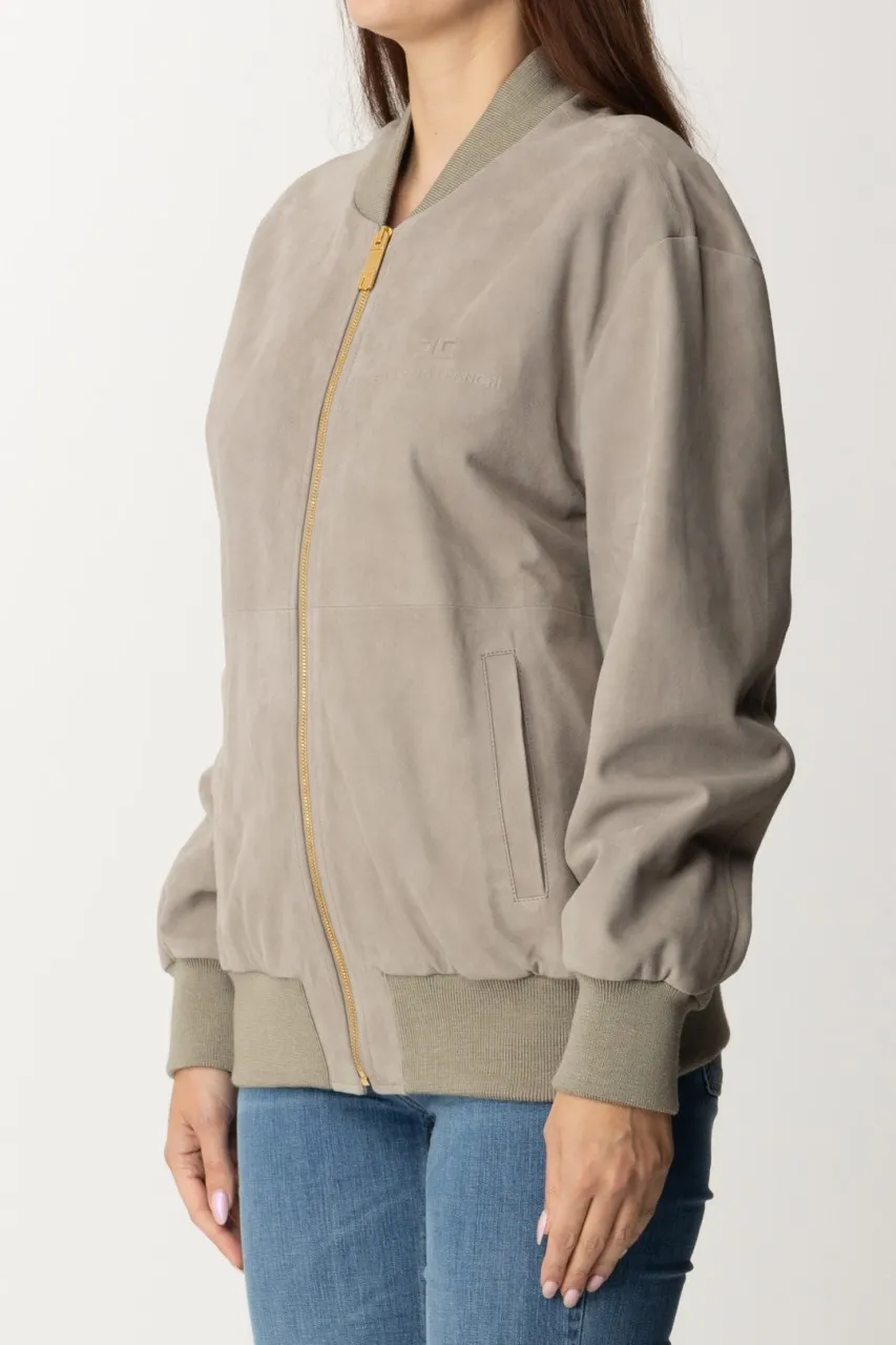 Giacca bomber in pelle scamosciata Perla