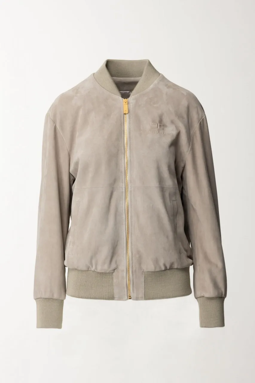 Giacca bomber in pelle scamosciata Perla