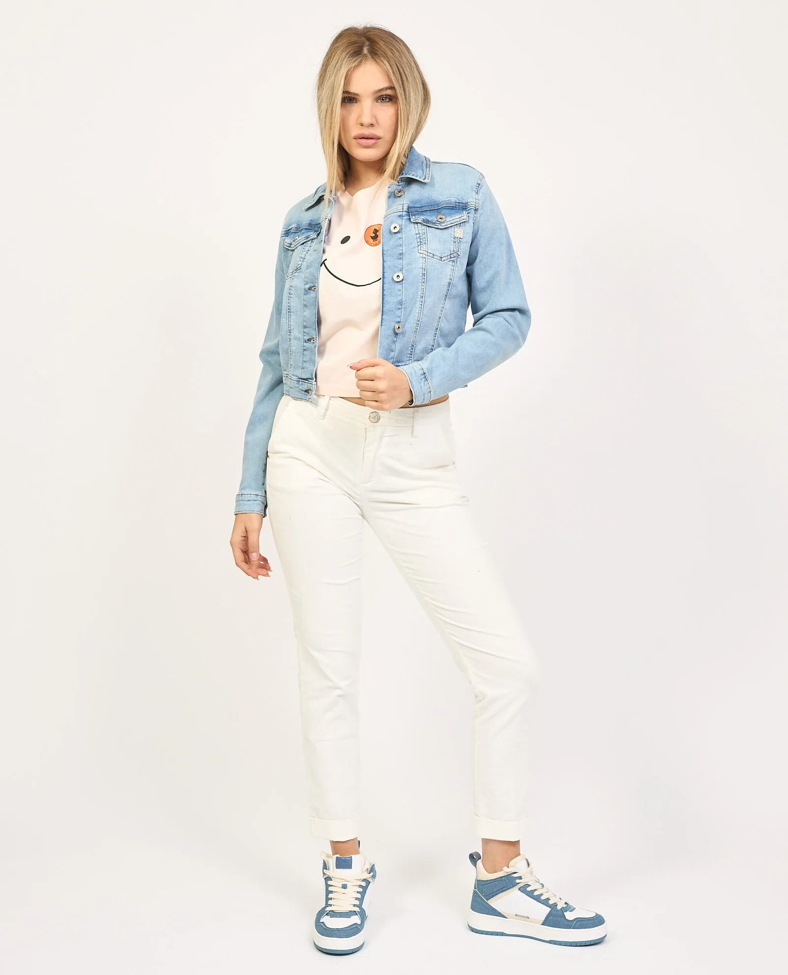 Giacca donna Fracomina cropped in denim