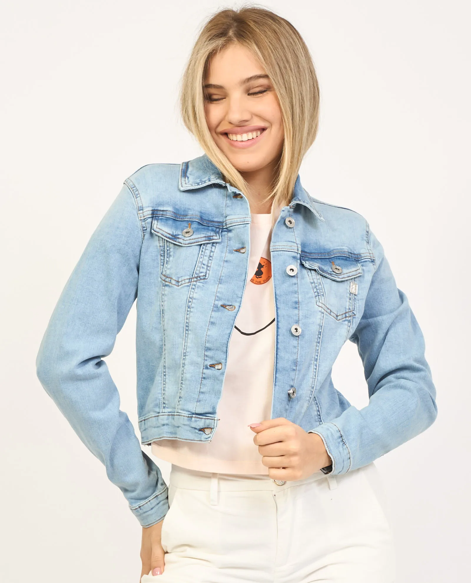 Giacca donna Fracomina cropped in denim