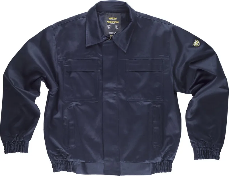 Giacca ignifuga e antistatica 100% cotone ignifugo EN11612 E ANTISTATICO EN1149 Navy