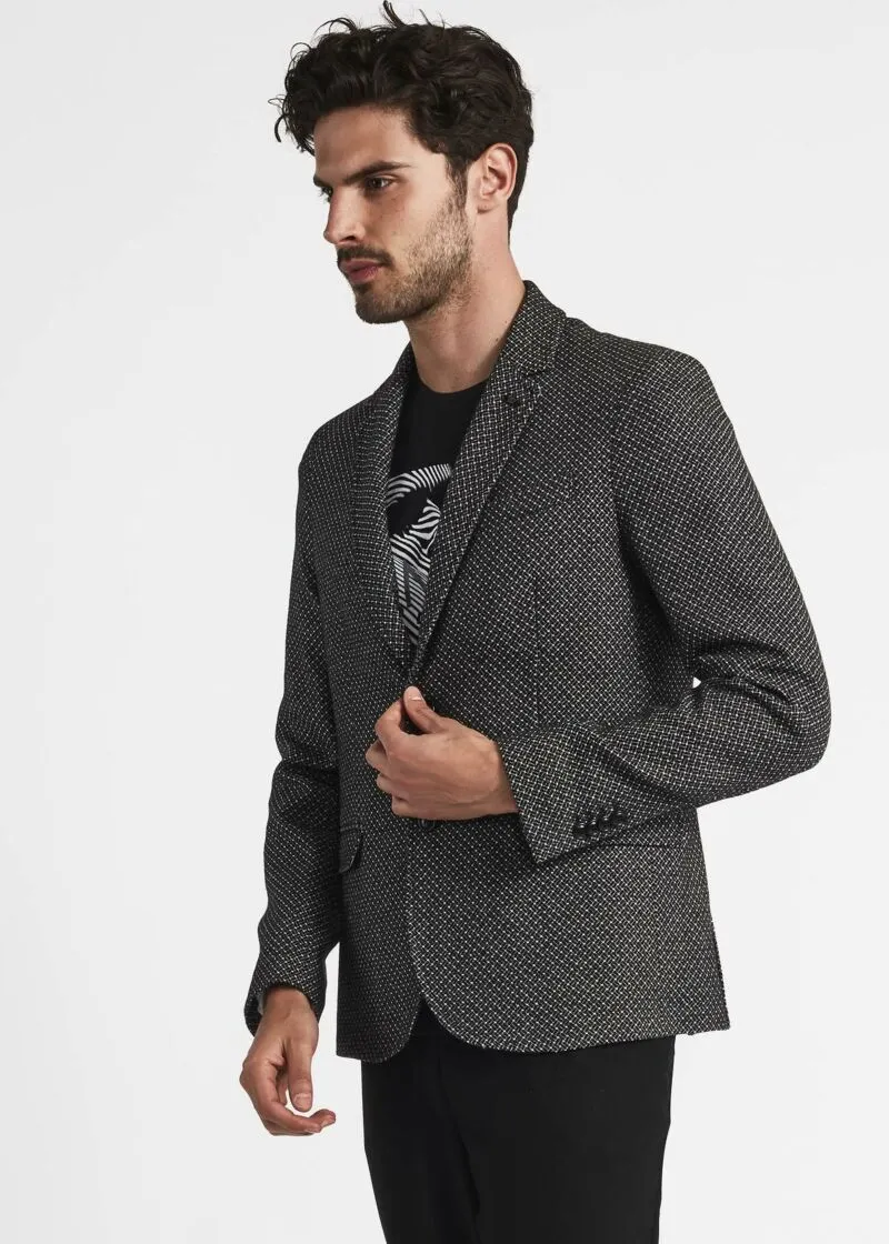 Giacca slim in misto cotone lana