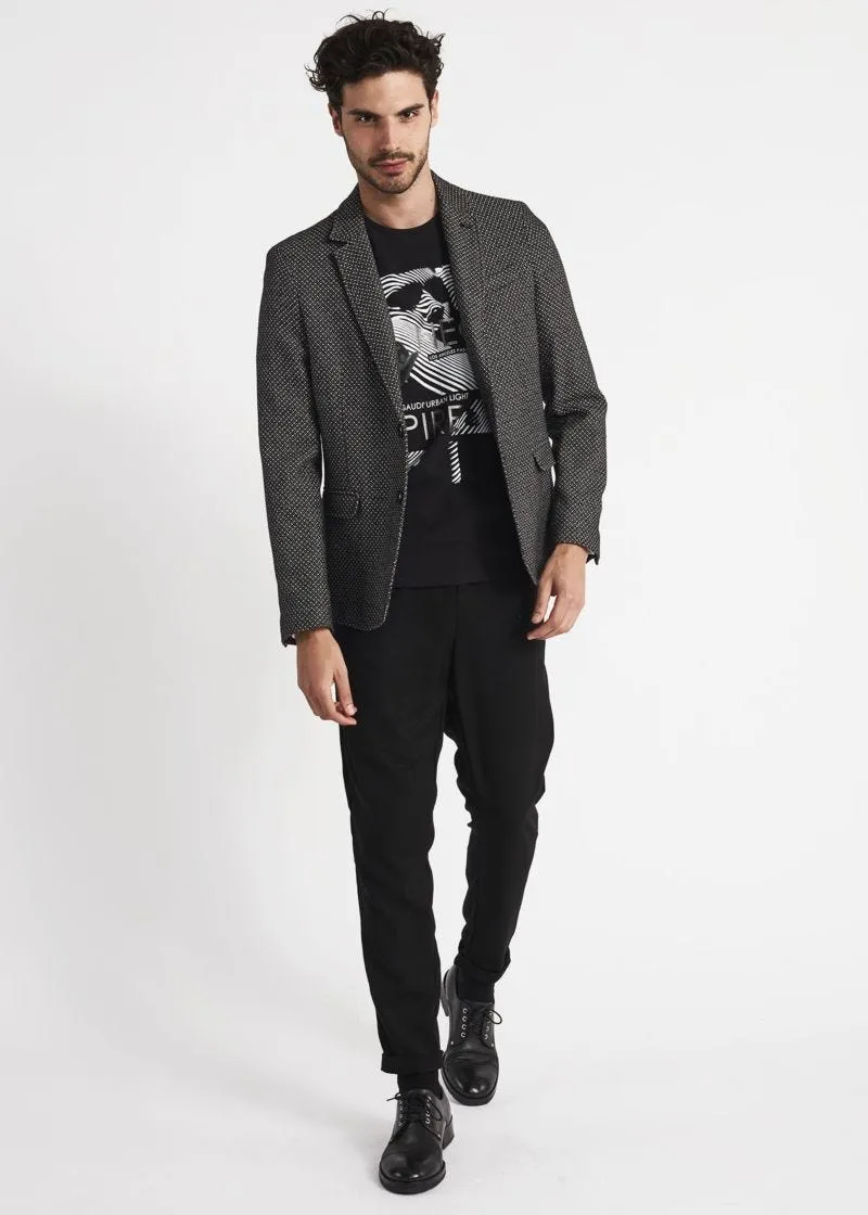 Giacca slim in misto cotone lana