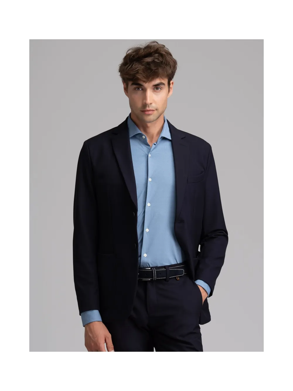 Giacca uomo sfoderata in tessuto TECNO blu
