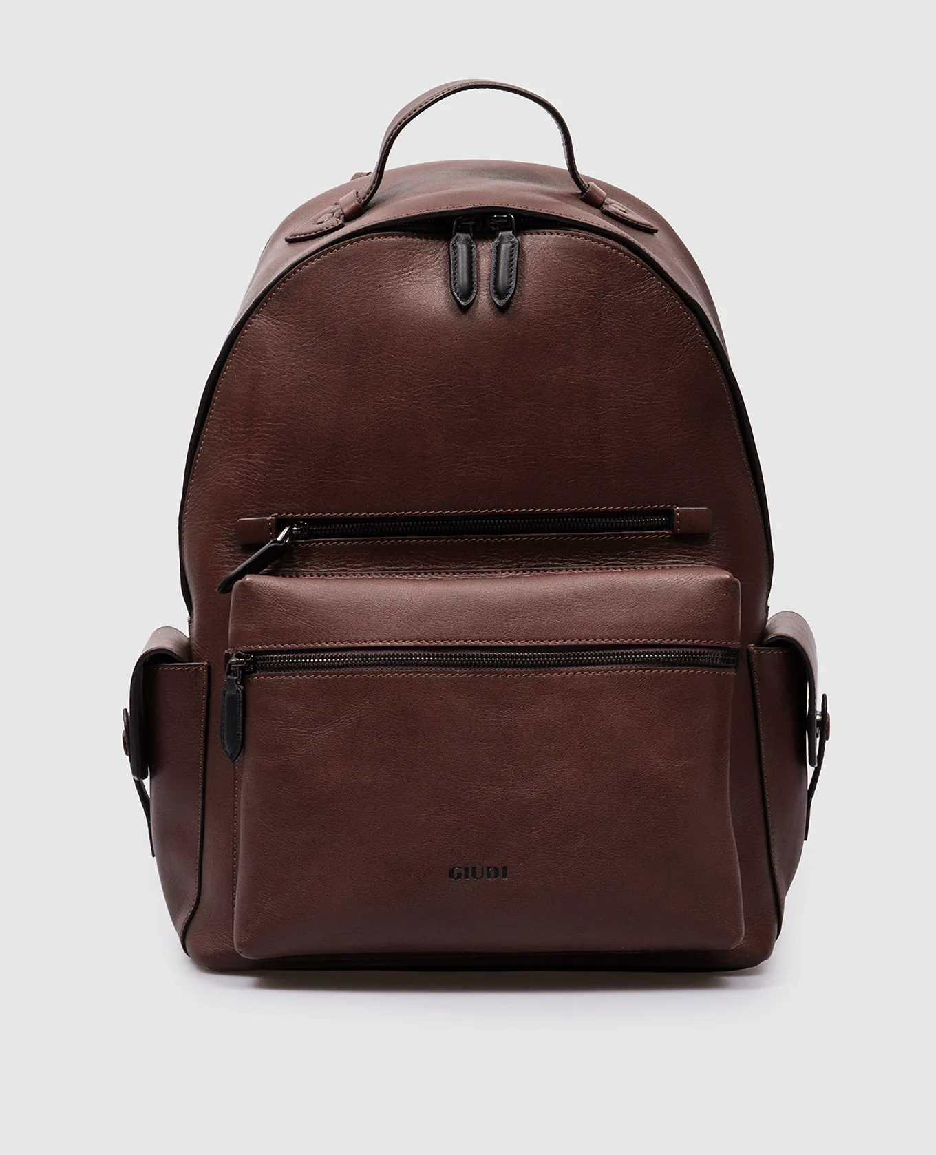 GIUDI Zaino in pelle marrone con logo in rilievo 12420GVE