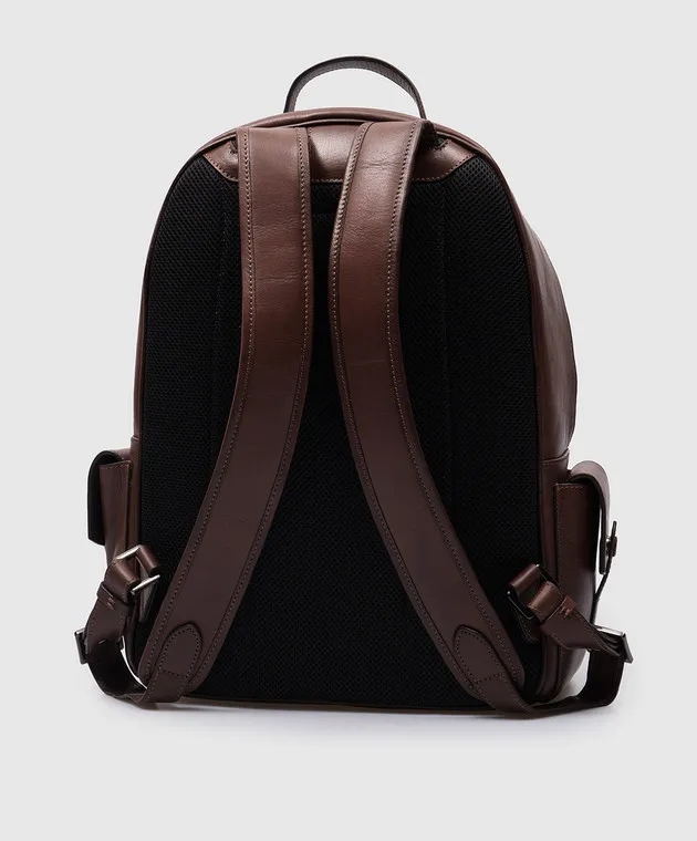 GIUDI Zaino in pelle marrone con logo in rilievo 12420GVE