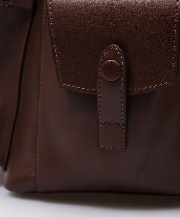 GIUDI Zaino in pelle marrone con logo in rilievo 12420GVE