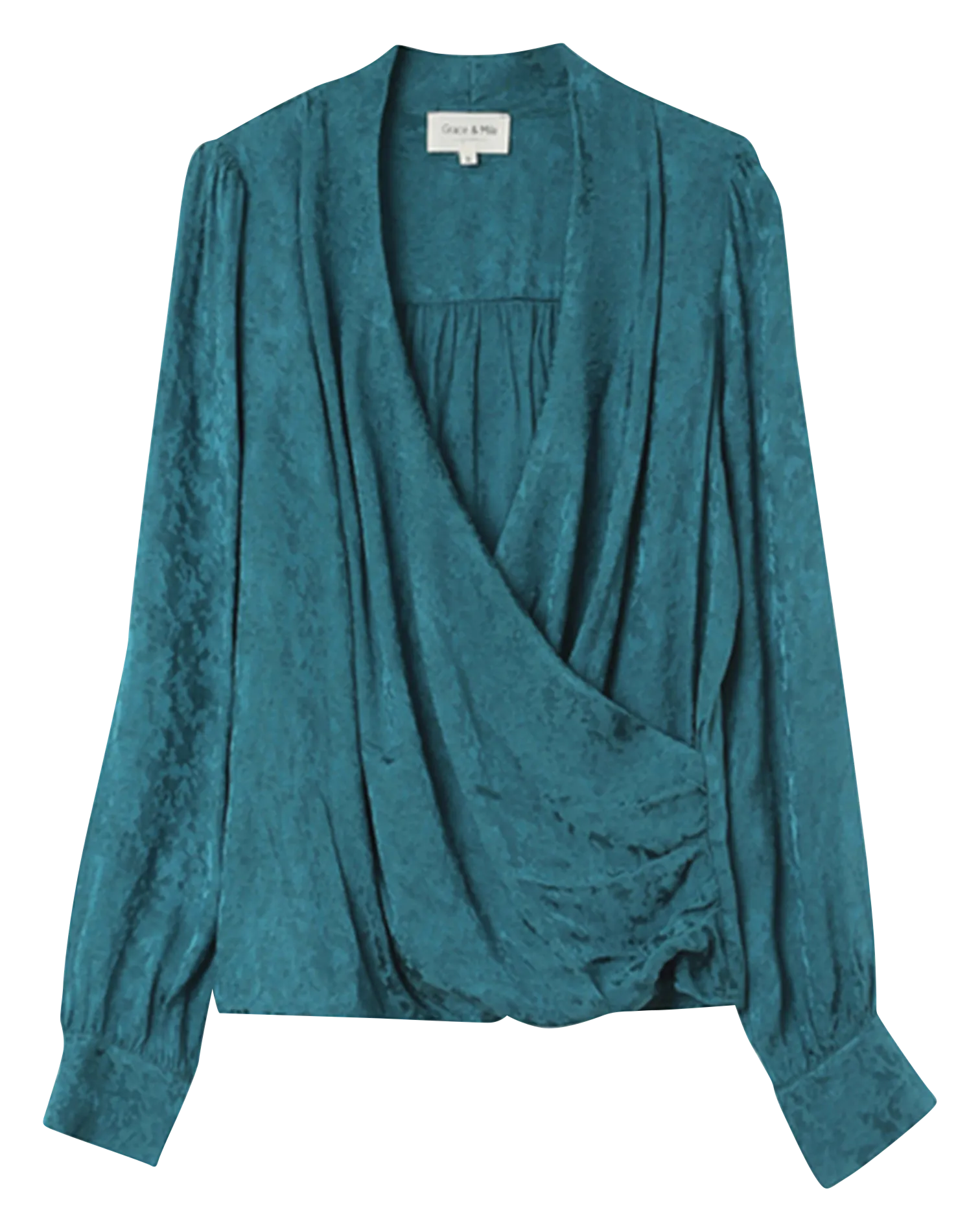  GRACE ET MILA   NONNA - Blusa diritta incrociata drappeggiata | Verde