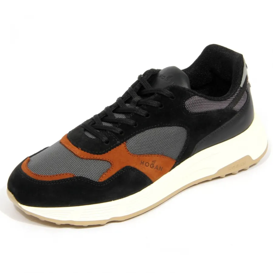 H2778 sneaker uomo HOGAN HYPERLIGHT man suede/fabric shoes black/grey/brown