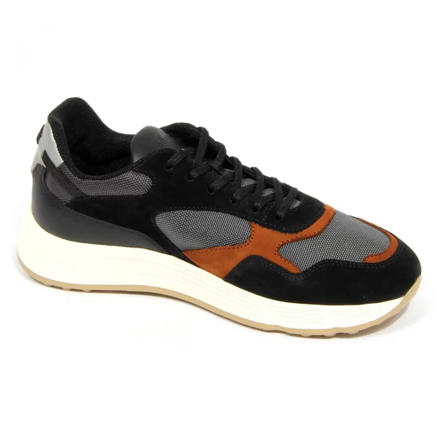 H2778 sneaker uomo HOGAN HYPERLIGHT man suede/fabric shoes black/grey/brown