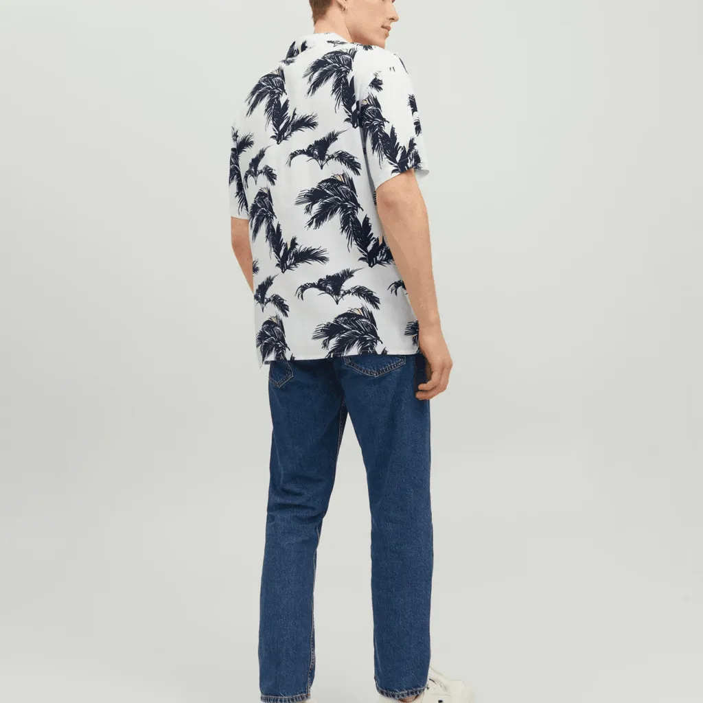 Jack & Jones Uomo camicia Luke Palma Fondo Bianco 12233536