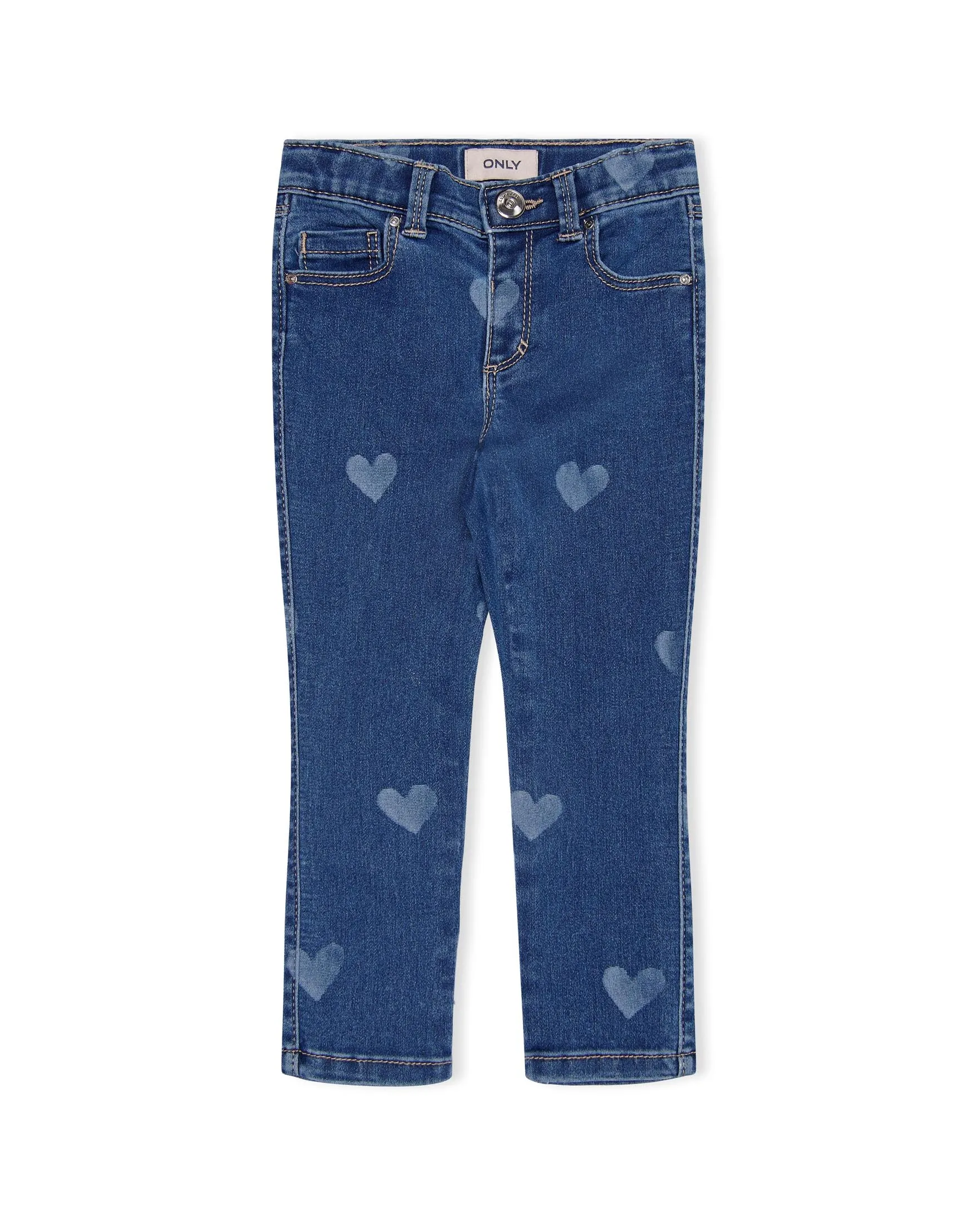 Jeans a gamba dritta in cotone stretch con cuori ricamati 2-7 anni