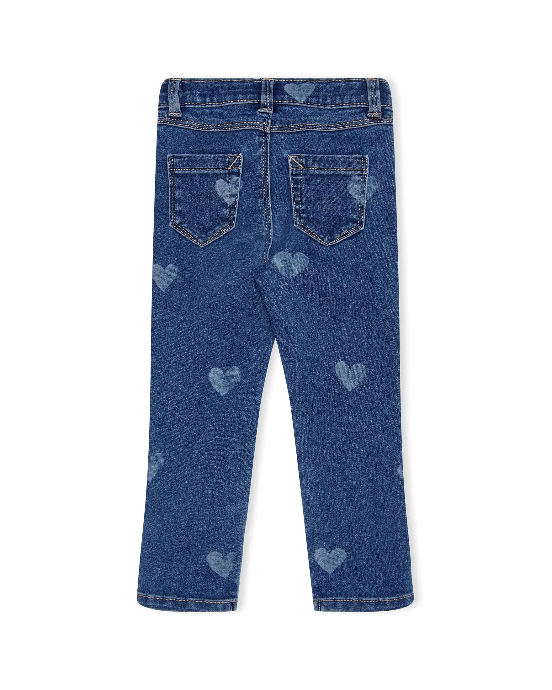 Jeans a gamba dritta in cotone stretch con cuori ricamati 2-7 anni