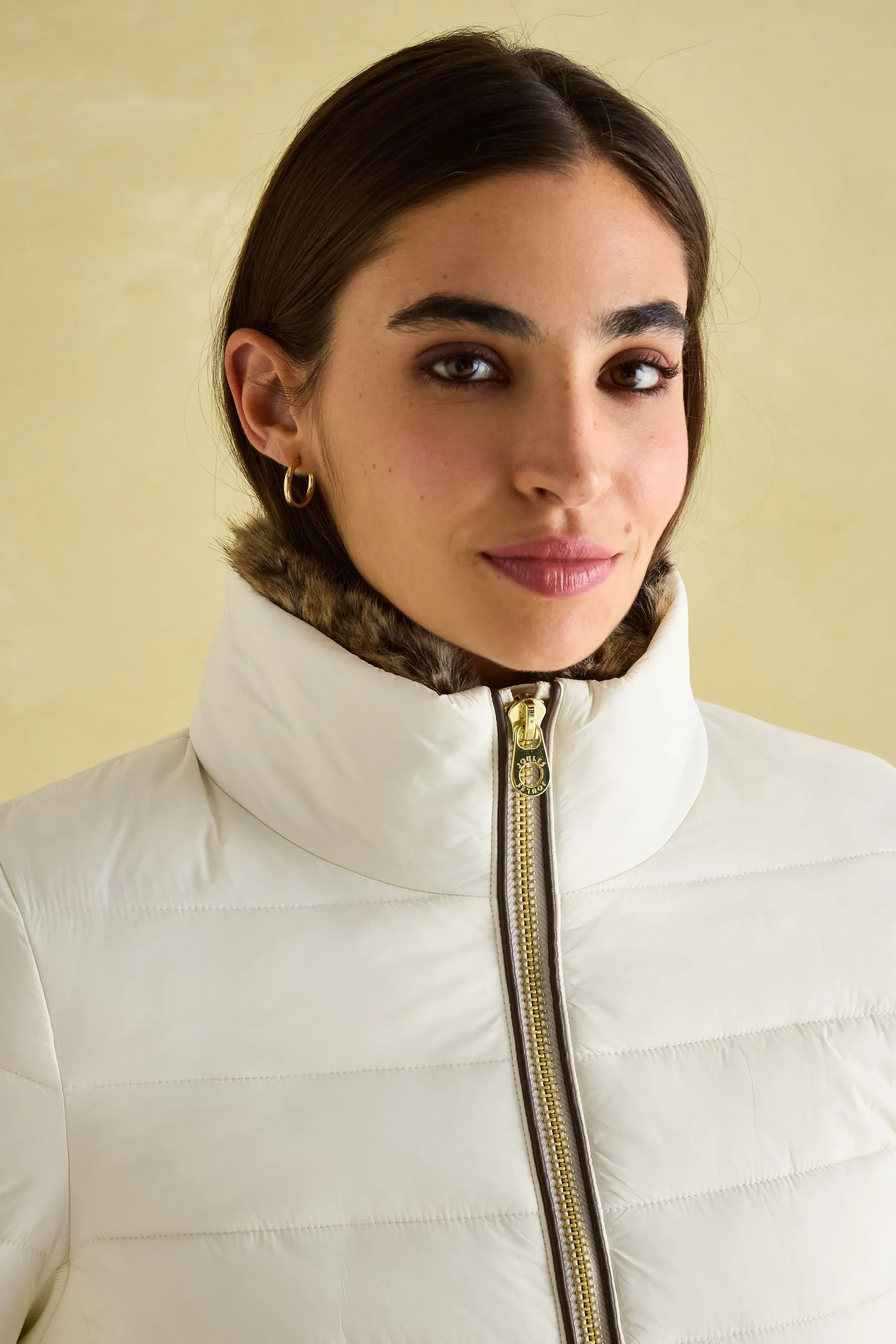 Joules Beckley Giacca imbottita antipioggia con finiture in pelliccia sintetica    