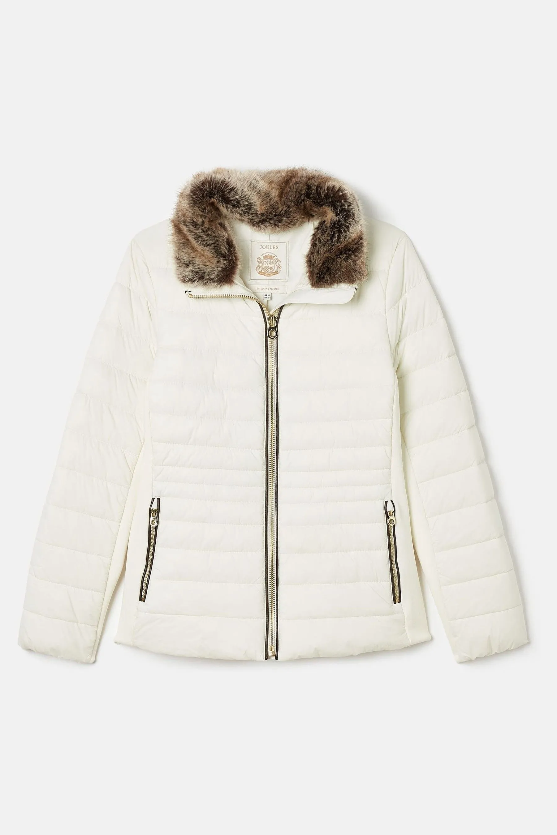 Joules Beckley Giacca imbottita antipioggia con finiture in pelliccia sintetica    