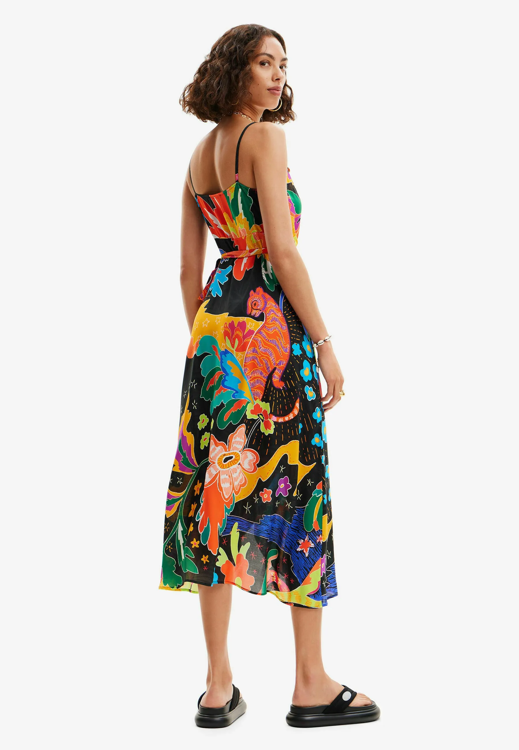 JUNGLE DESIGN WRAP MIDI  - Vestito estivo