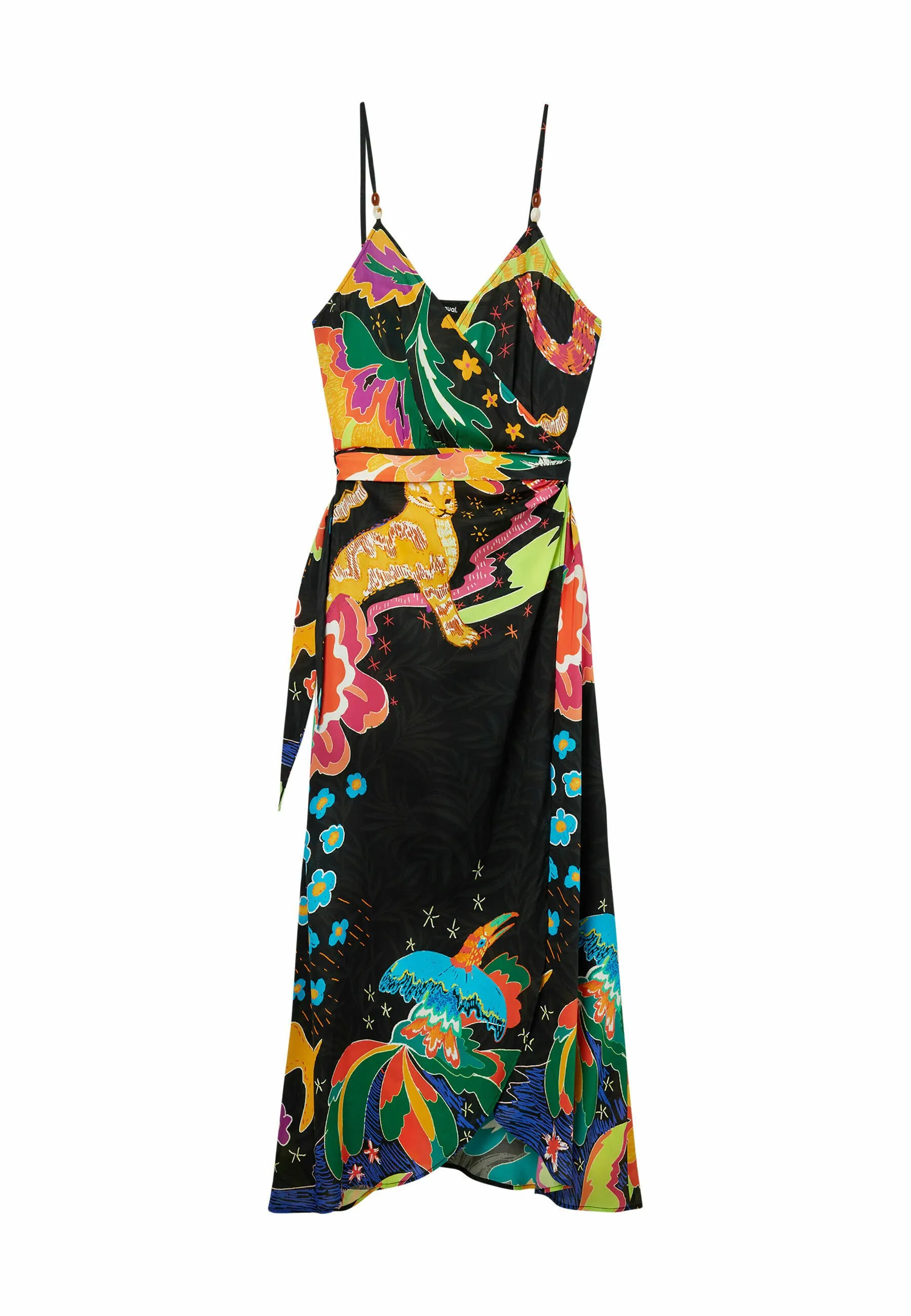 JUNGLE DESIGN WRAP MIDI  - Vestito estivo