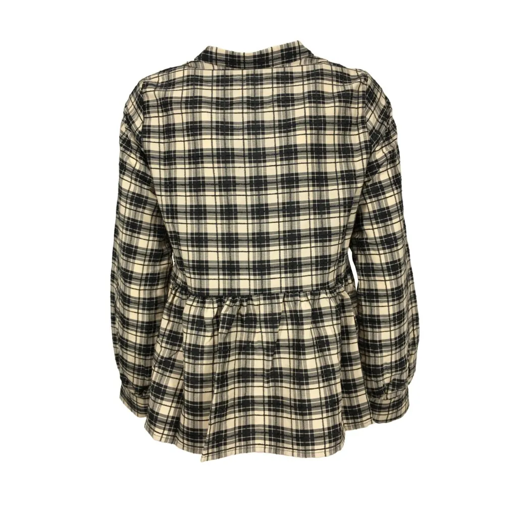 LA FEE MARABOUTEE blusa donna quadri ecru/nero FE-TO-ROTA -W MADE IN ITALY