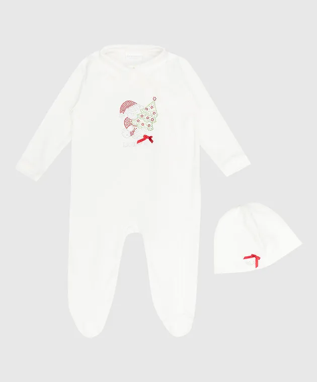 LA PERLA Set bianco per bambini composto da tuta e berretto 48854