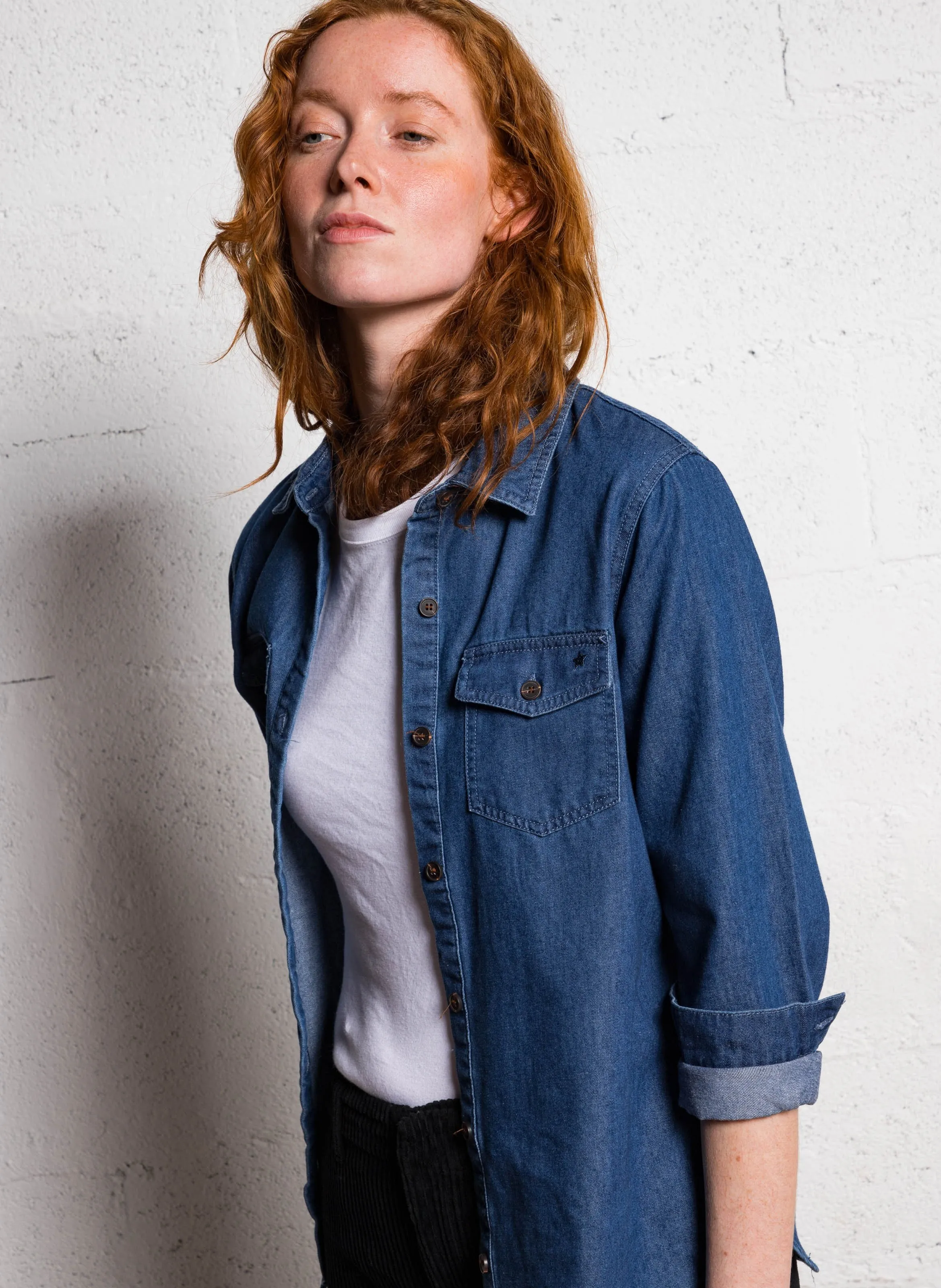  LA PETITE ETOILE   CECILIA - Camicia collo classico in denim | Jeans denim brut