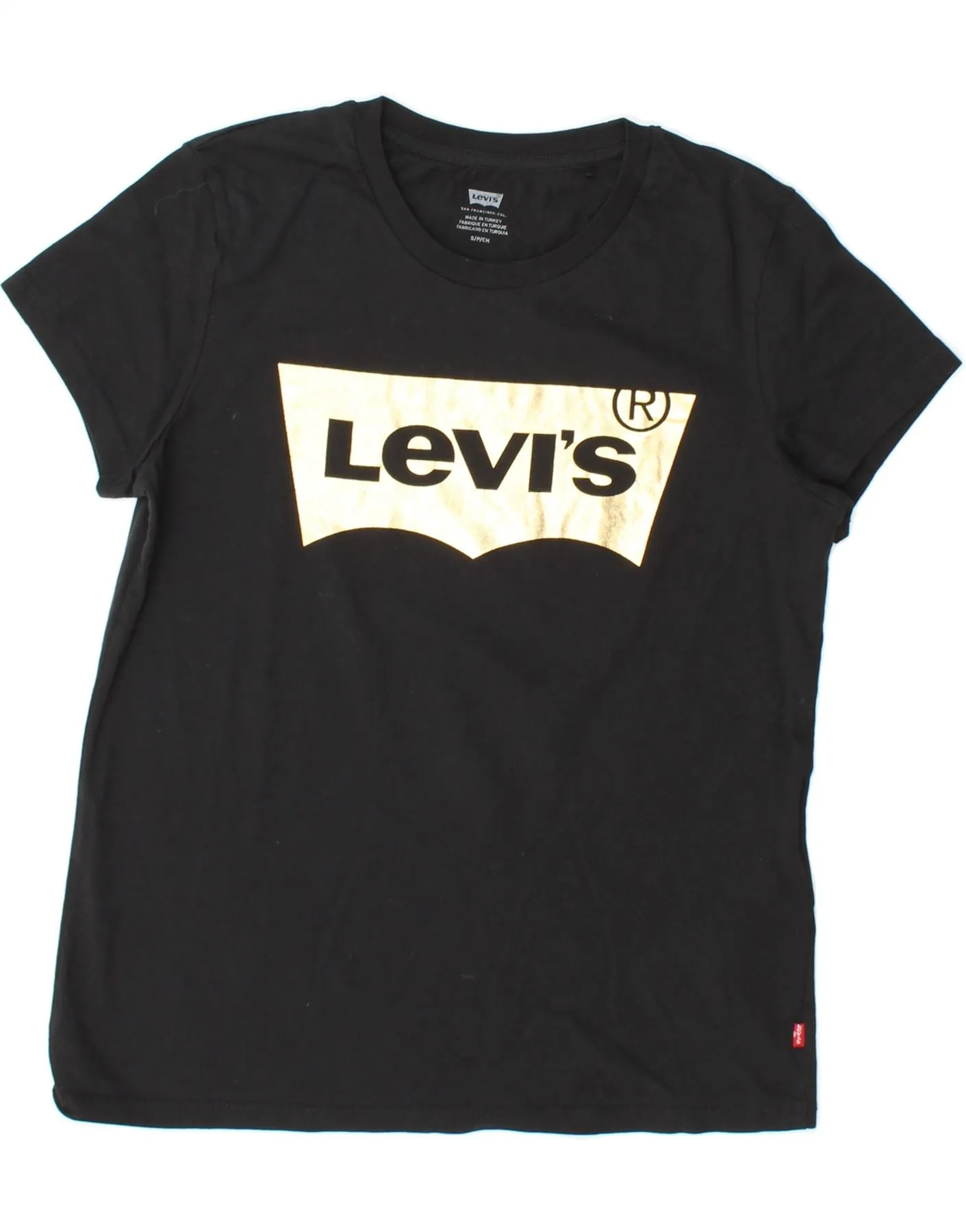 LEVI'S Womens Graphic T-Shirt Top UK 10 Small Black Cotton