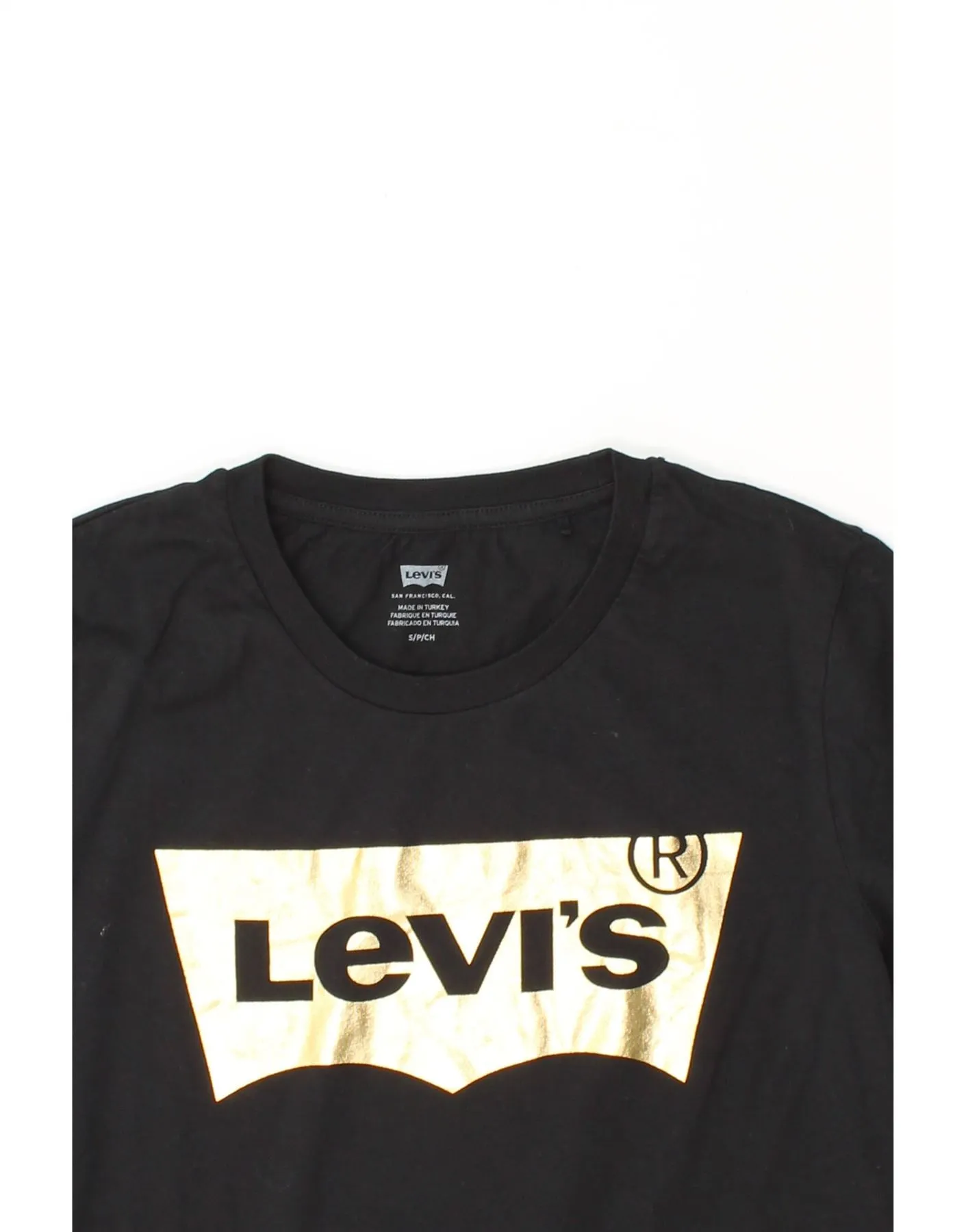 LEVI'S Womens Graphic T-Shirt Top UK 10 Small Black Cotton