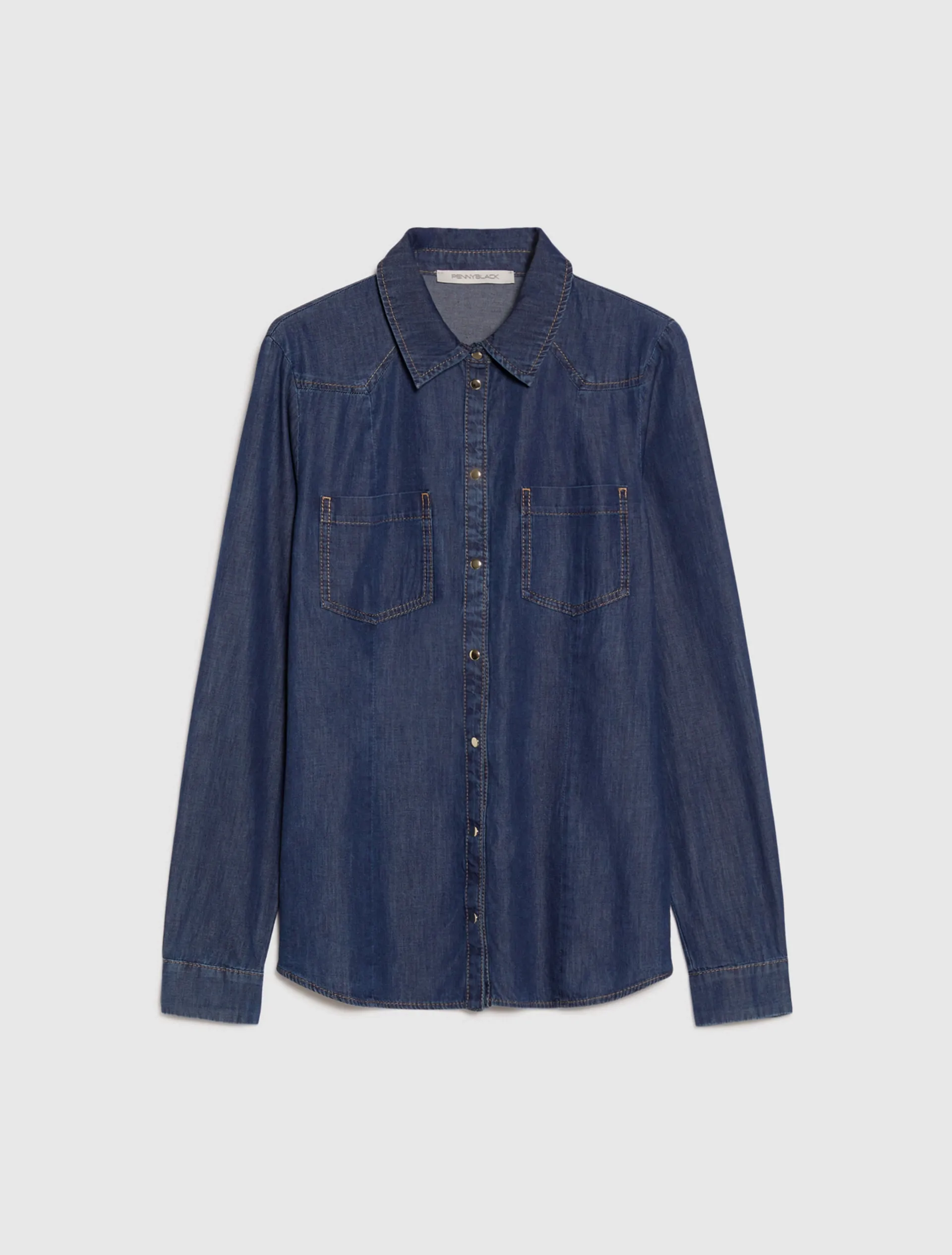 Light Denim Shirt / Brown