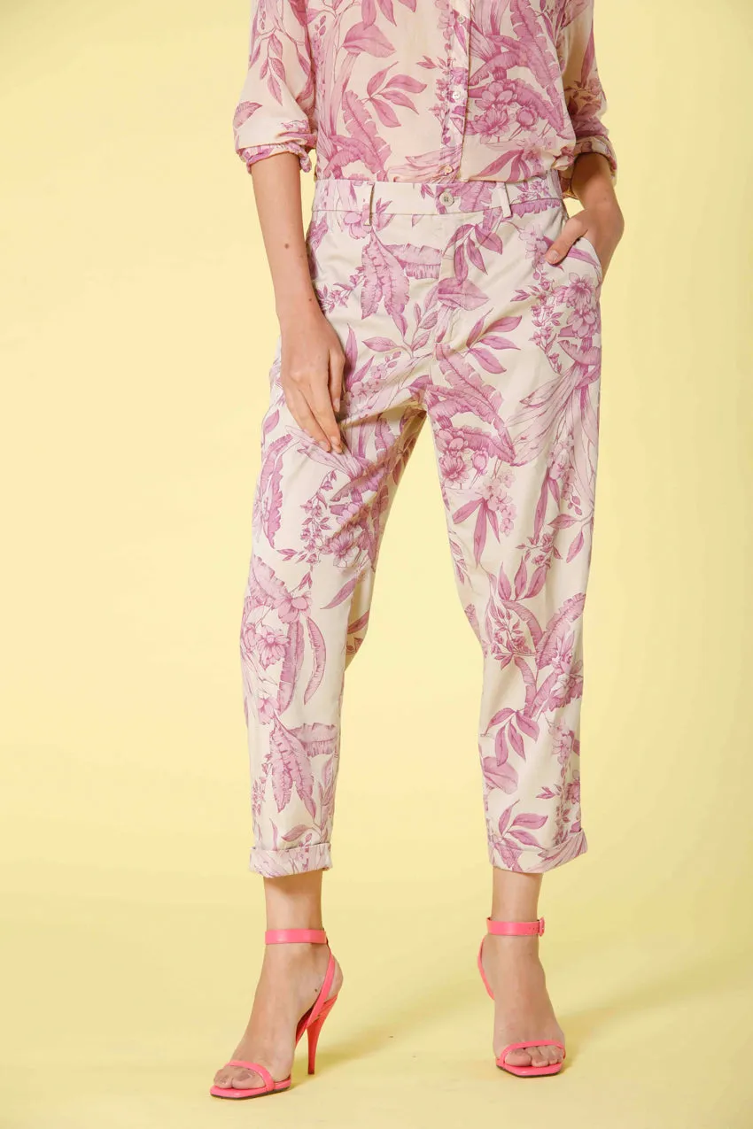 Linda Summer pantalon chino jogger femme en twill tencel imprimé floral relaxed