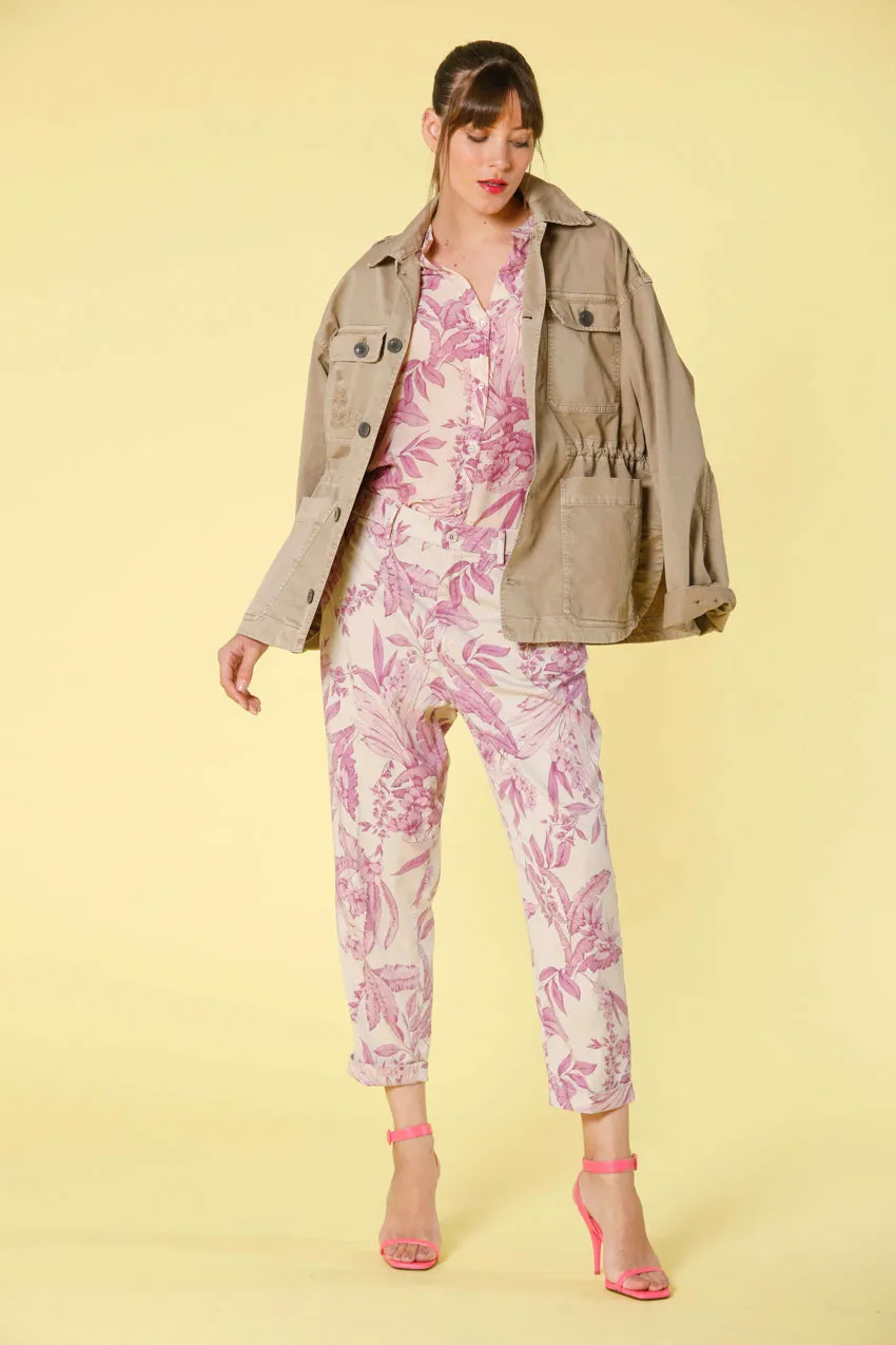 Linda Summer pantalon chino jogger femme en twill tencel imprimé floral relaxed