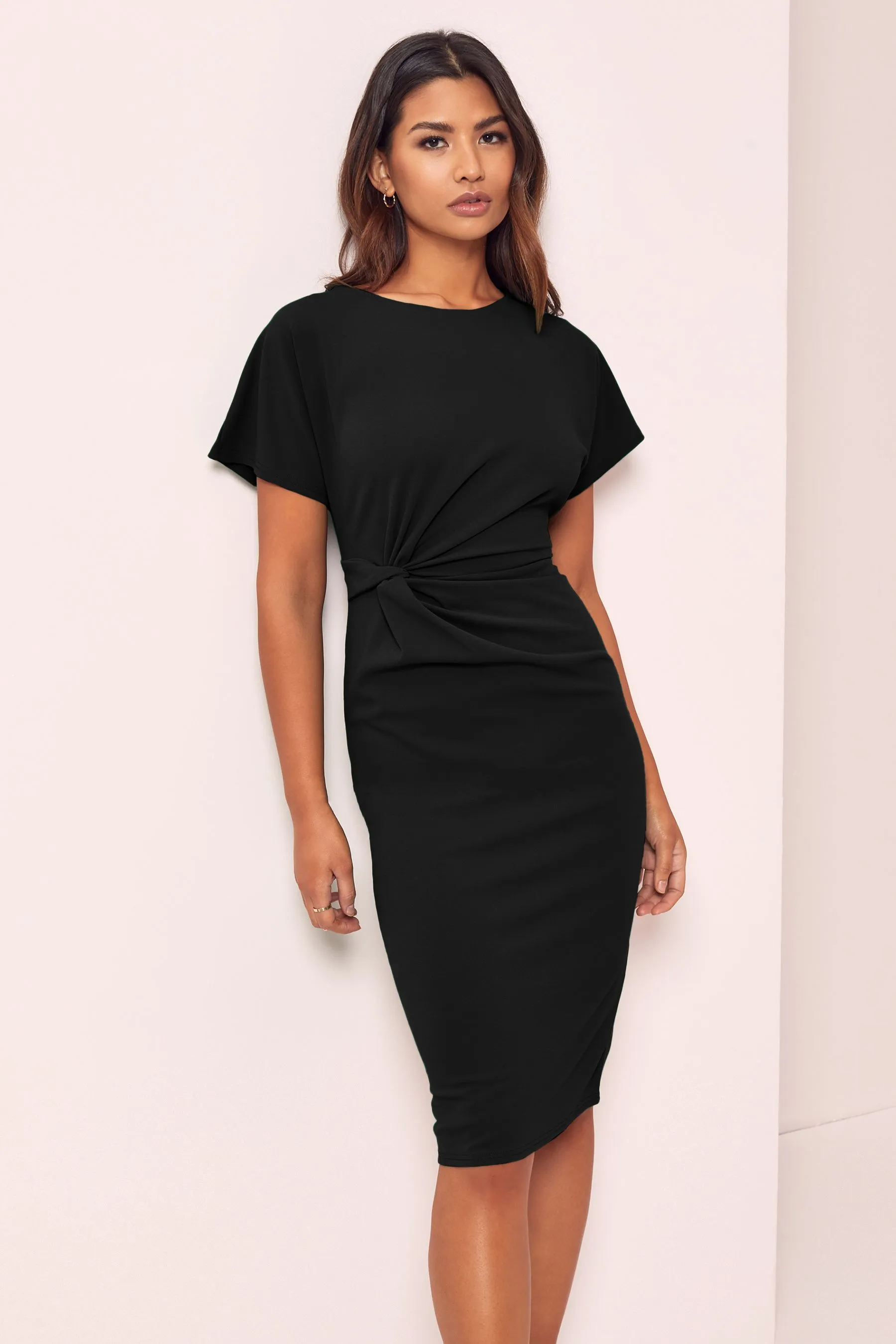 Lipsy Twist Side Girocollo Midi Vestito    
